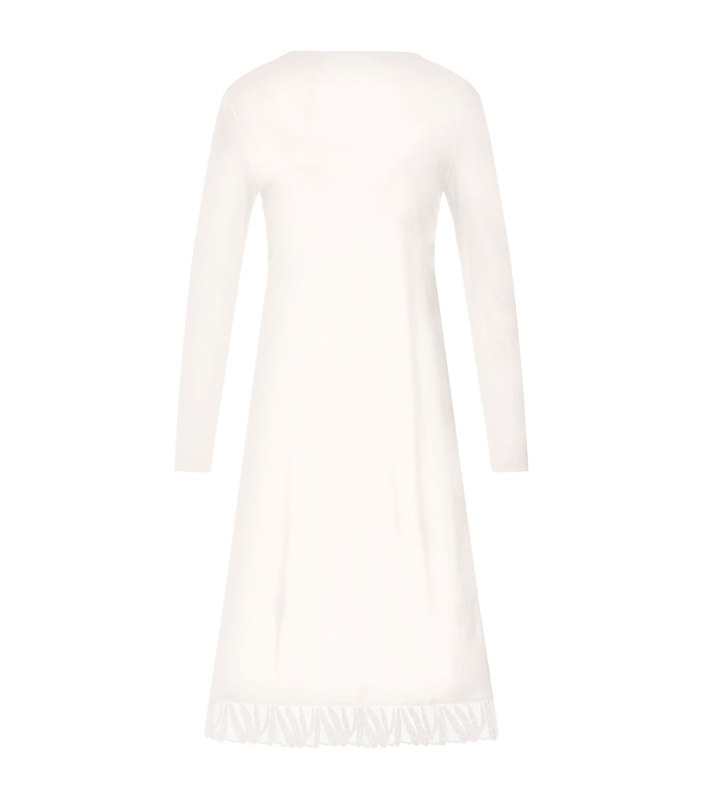 Hanro Womens Cotton Long-Sleeve Nightdress Off White Image 3