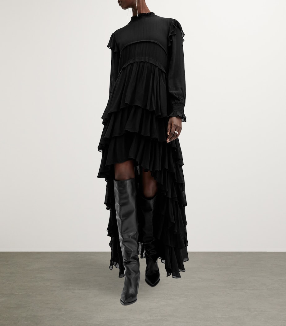 AllSaints Womens Cavarly High-Low Maxi Dress Black Image 2