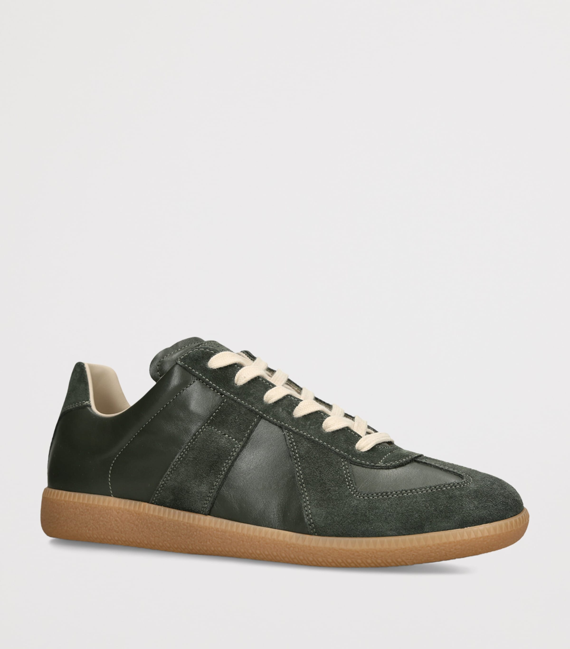 Maison Margiela Leather-Suede Replica Sneakers Khaki Image 2