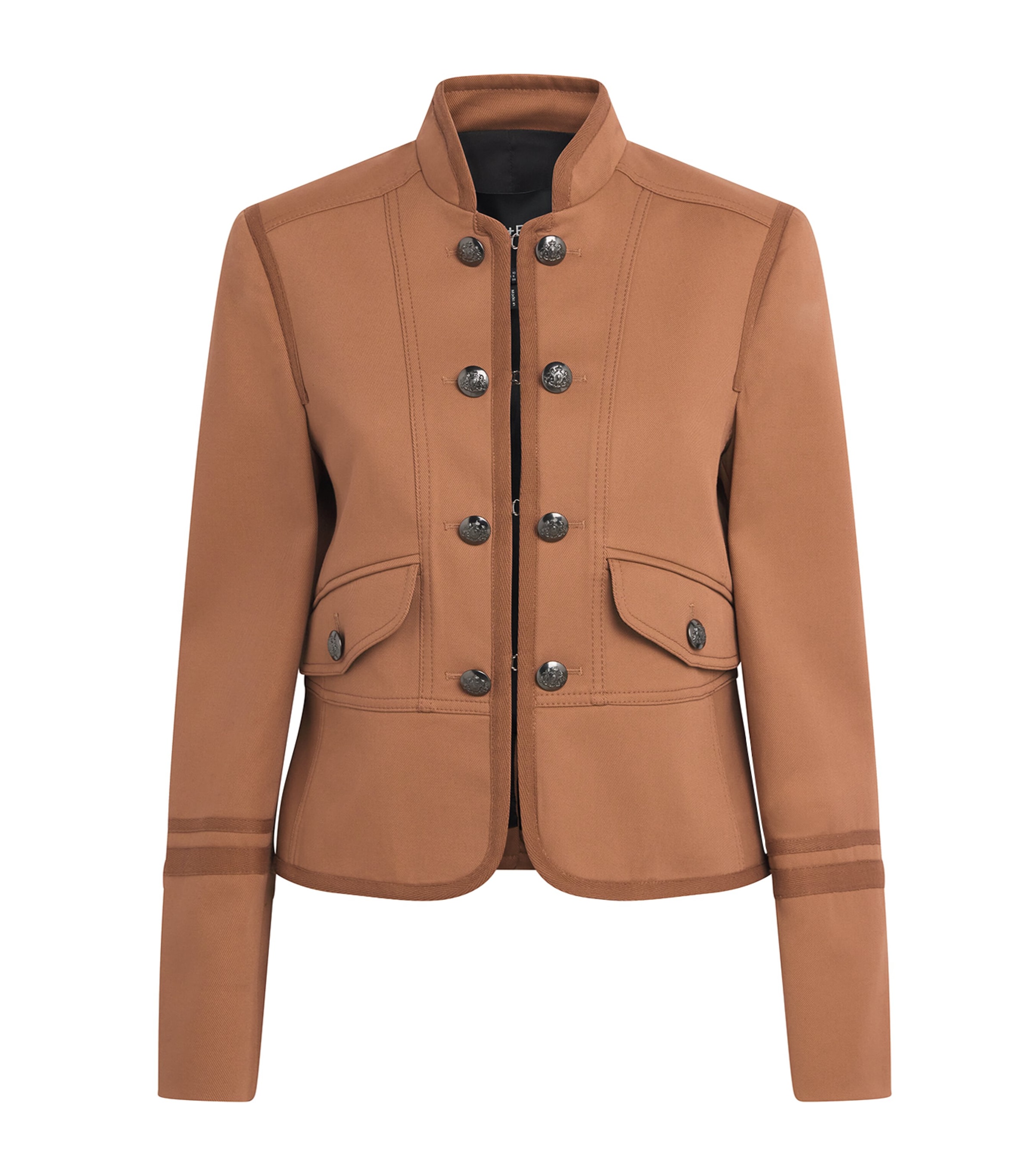 ME+EM Womens Stretch-Cotton Fitted Military Jacket Light Walnut Brown Image 1