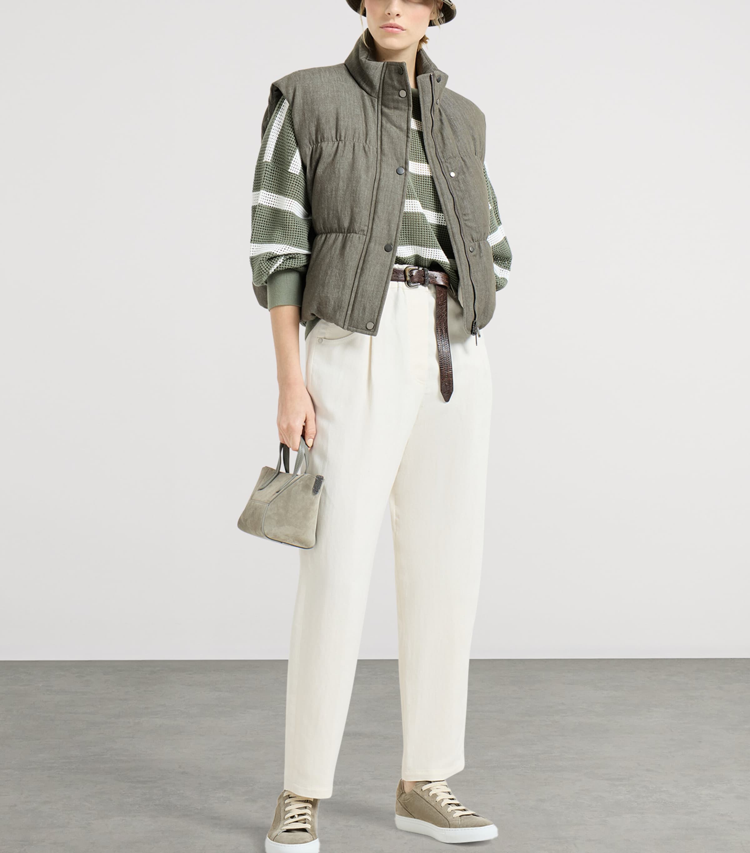 Brunello Cucinelli Womens Embellished Straight Trousers Image 2