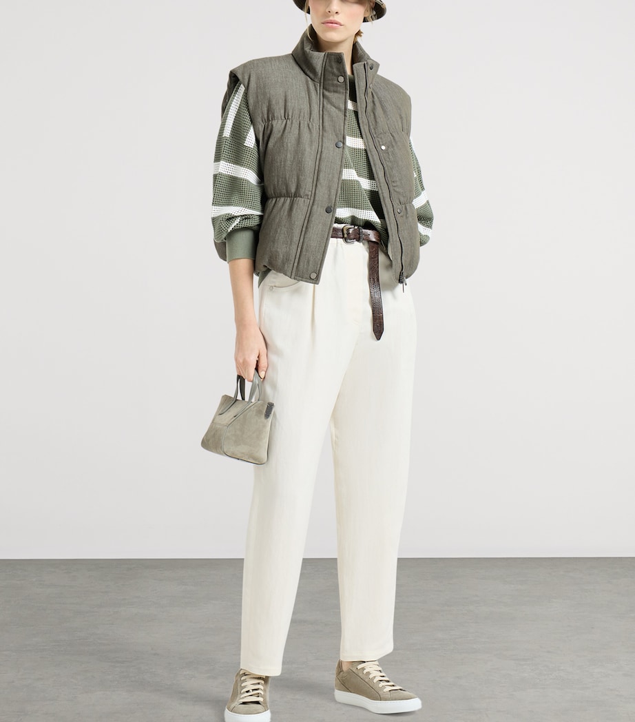 Brunello Cucinelli Womens Embellished Straight Trousers Image 2