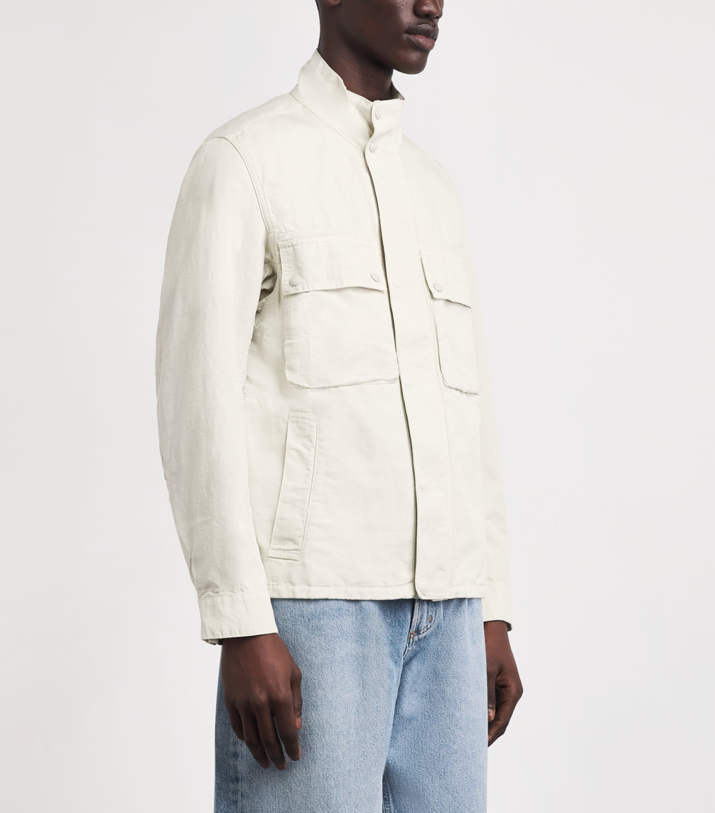 Belstaff Mens Cotton-Linen Hayfield Field Jacket Silver Birchsvrbc Image 4