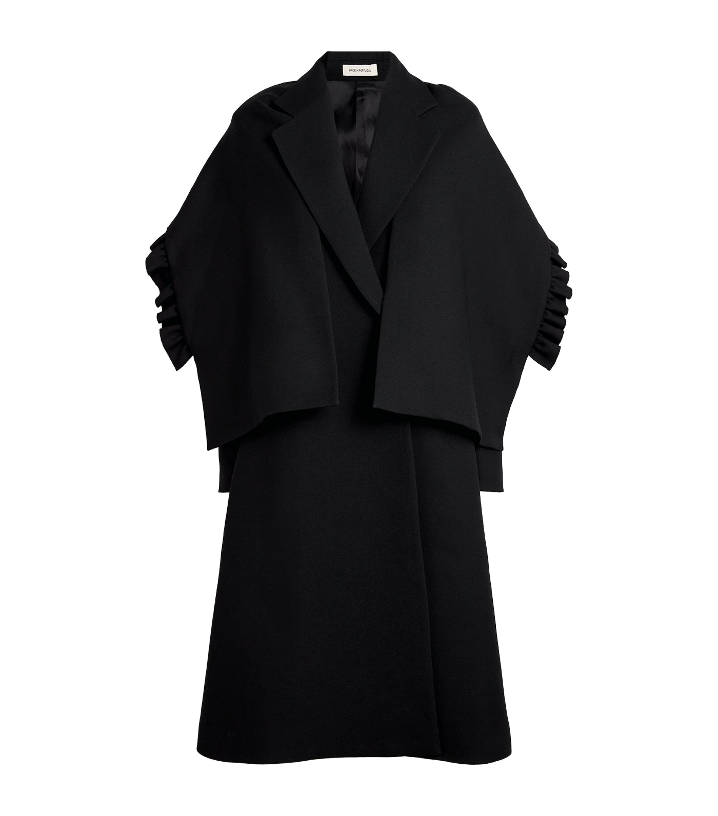 Shop Bite Studios Organic Wool Frilled Coat In Black