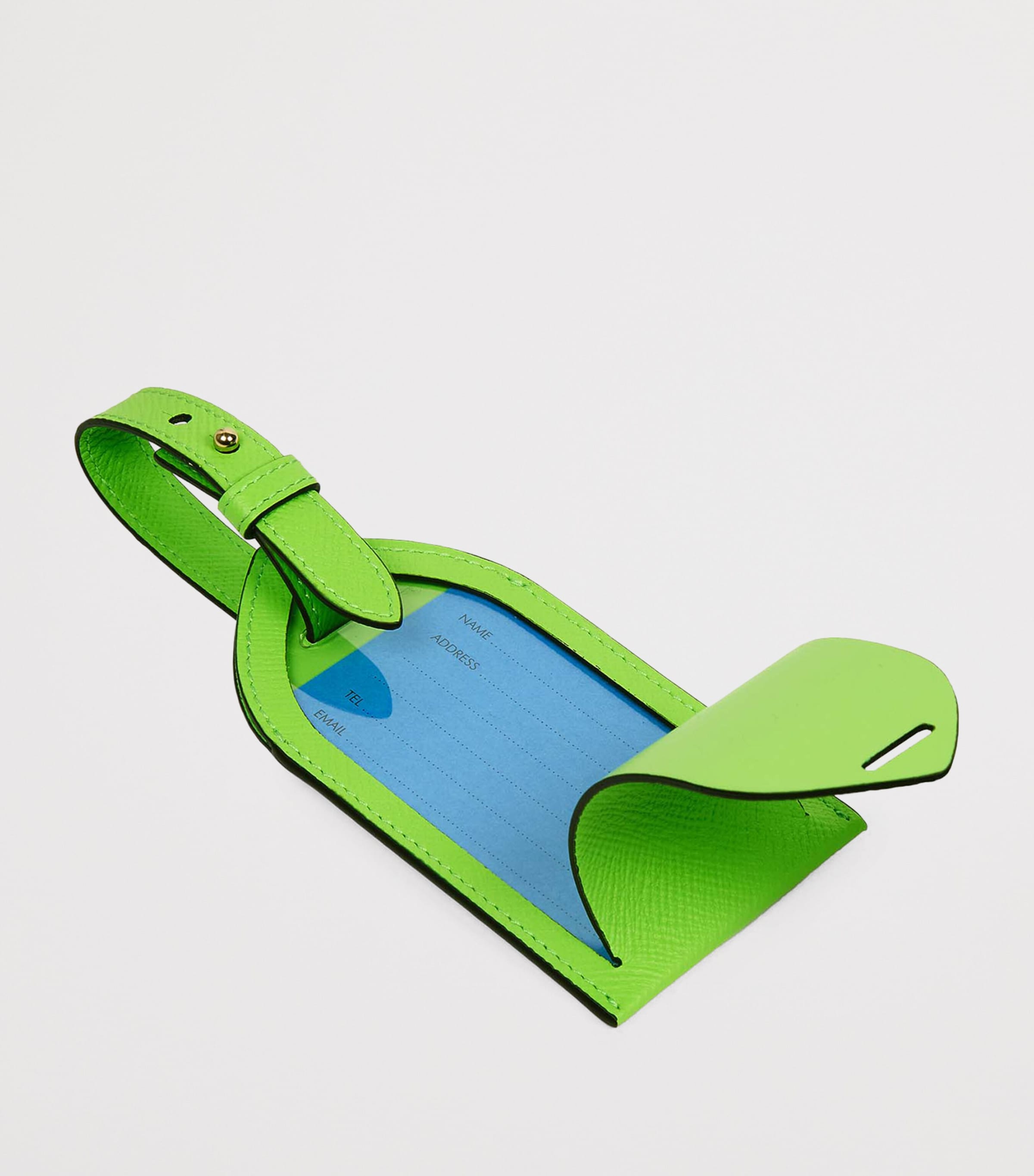 Smythson Panama Leather Luggage Tag Apple Green Image 2