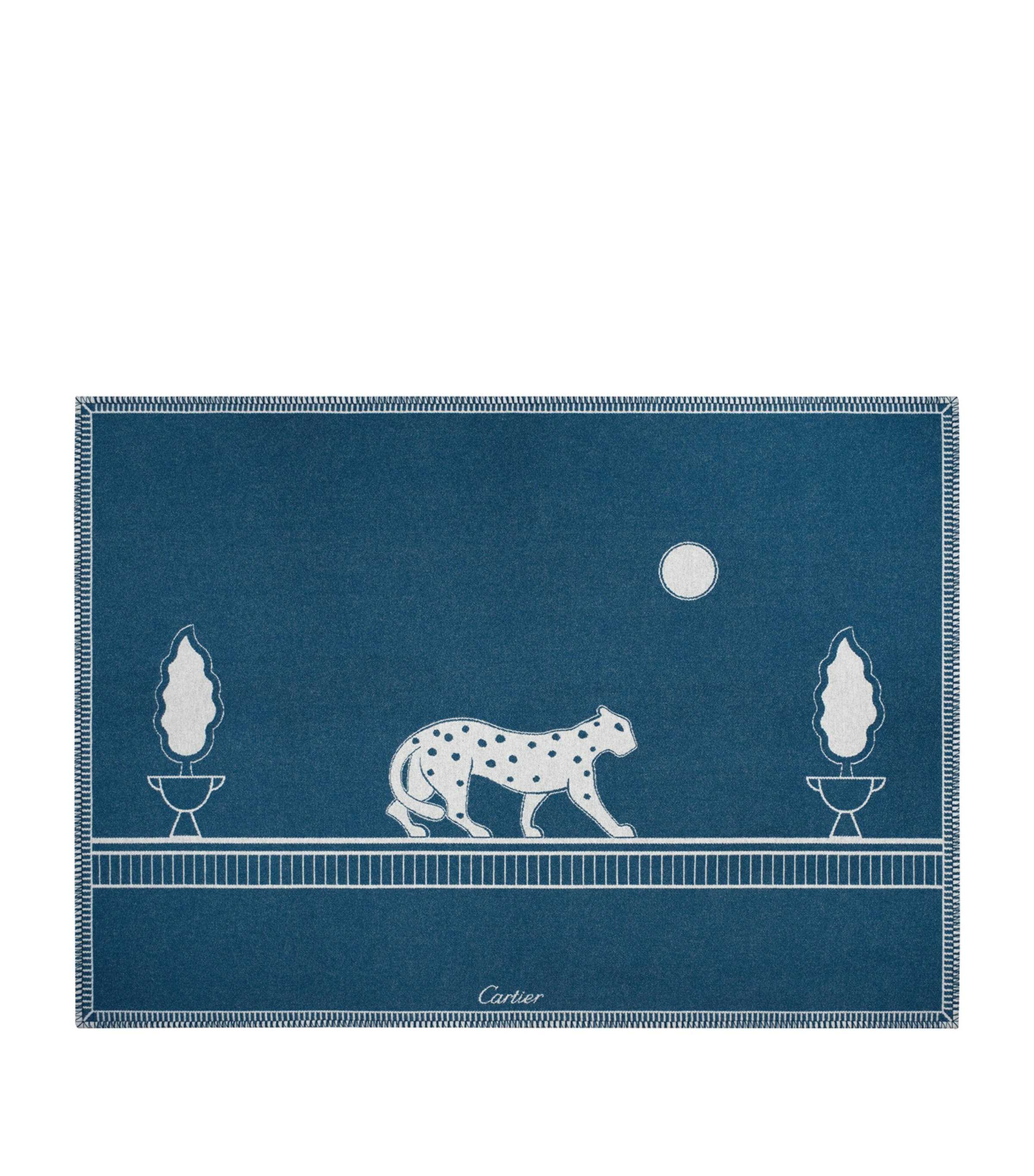 Merino Wool-Cashmere Panthère de Cartier Blanket (190cm x 140cm) BLUE Image 1