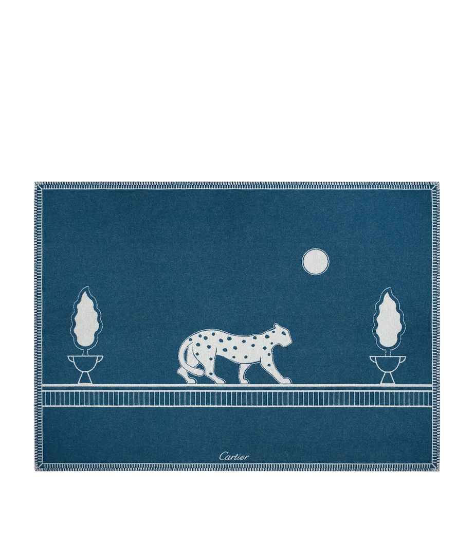 Merino Wool-Cashmere Panthère de Cartier Blanket (190cm x 140cm) BLUE Image 1