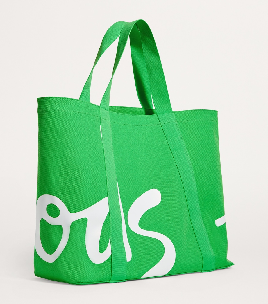 Large Cotton Logo Tote Bag BRIGHT GREEN Image 3