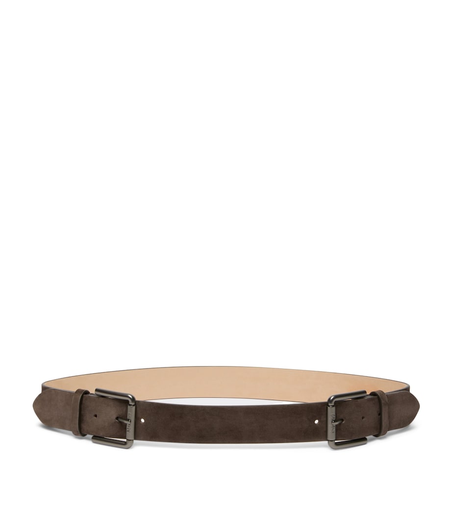 Max Mara Suede Double-Buckle Belt Dark Brown Image 1