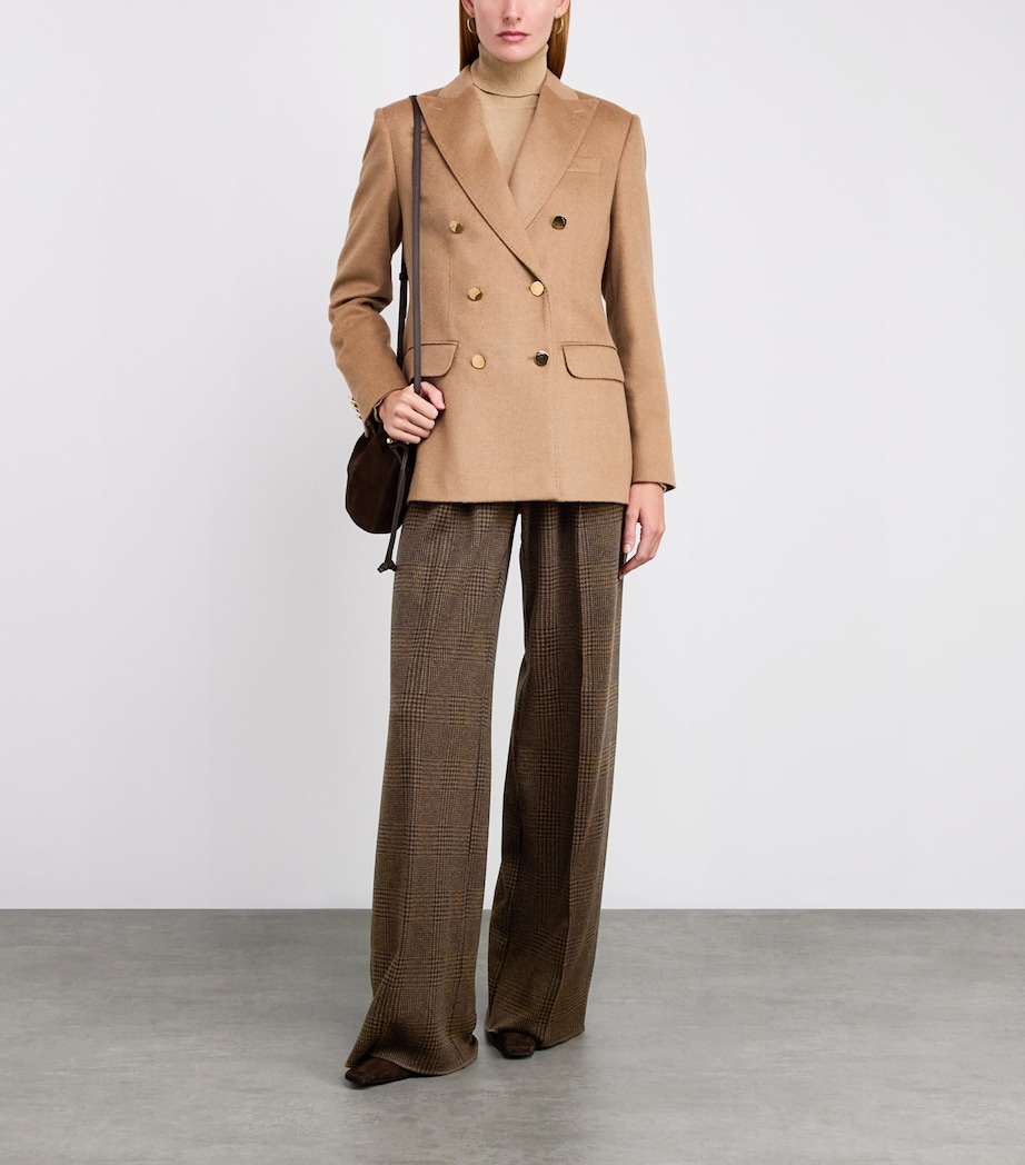 Wool-Cotton Houndstooth Trousers CHOCOLATE Image 2