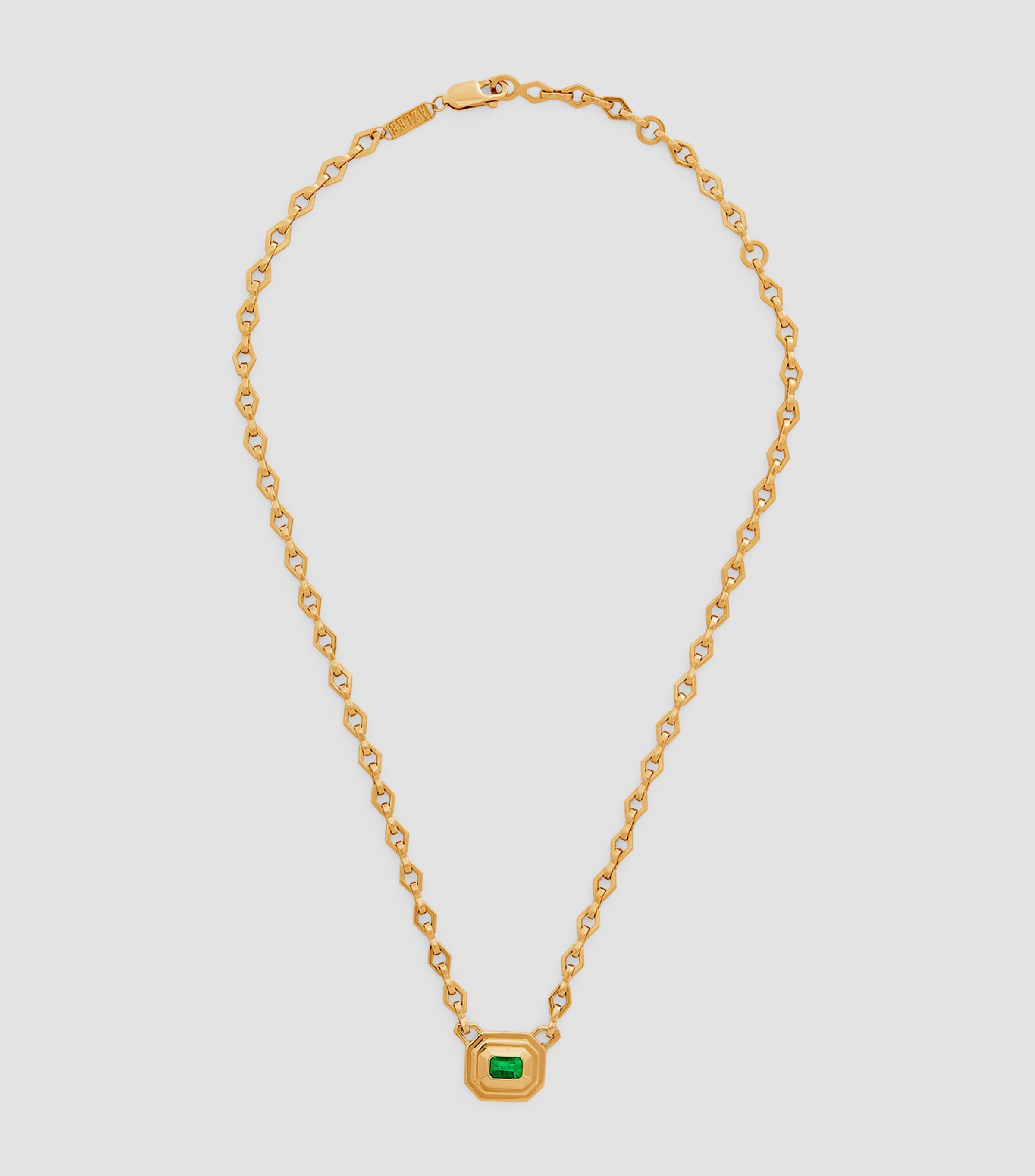 Azlee Yellow Gold and Emerald Staircase Necklace Yellow Gold Image 2