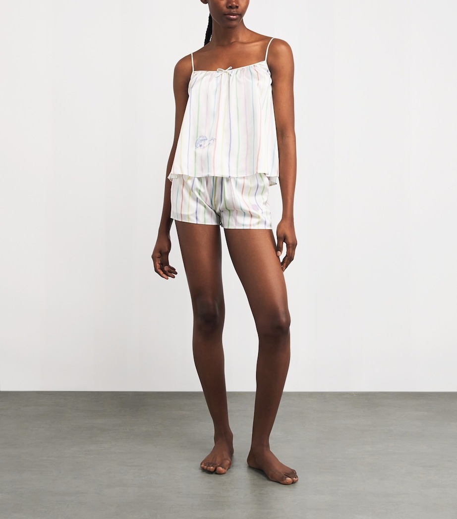 MANITO Silk-Blend Ocean Stripe Tank and Shorts Pyjama Set Ocean Stripe Image 2
