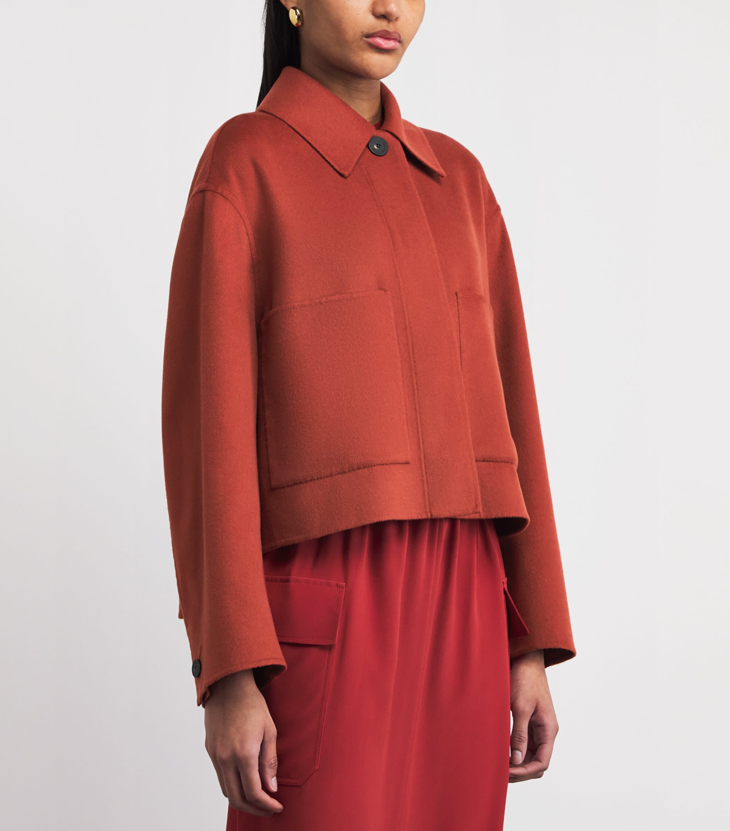 Wool-Silk Cropped Kalaa Jacket TERRACOTTA Image 4