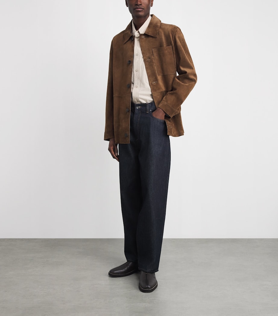 Yves Salomon Mens Suede Overshirt Brandy Image 2