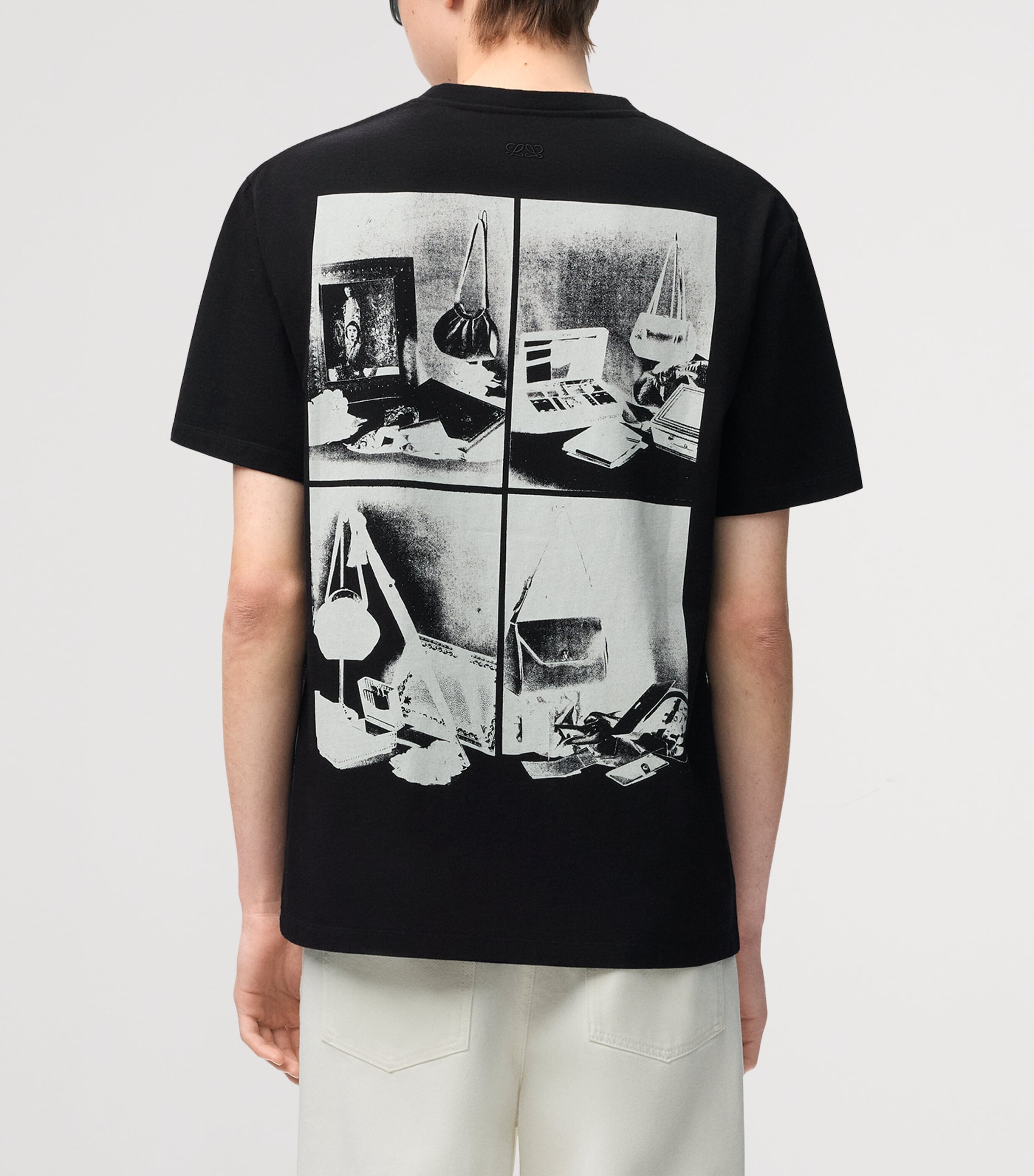 LOEWE Mens Cotton Relaxed Logo T-Shirt Black/white Image 4