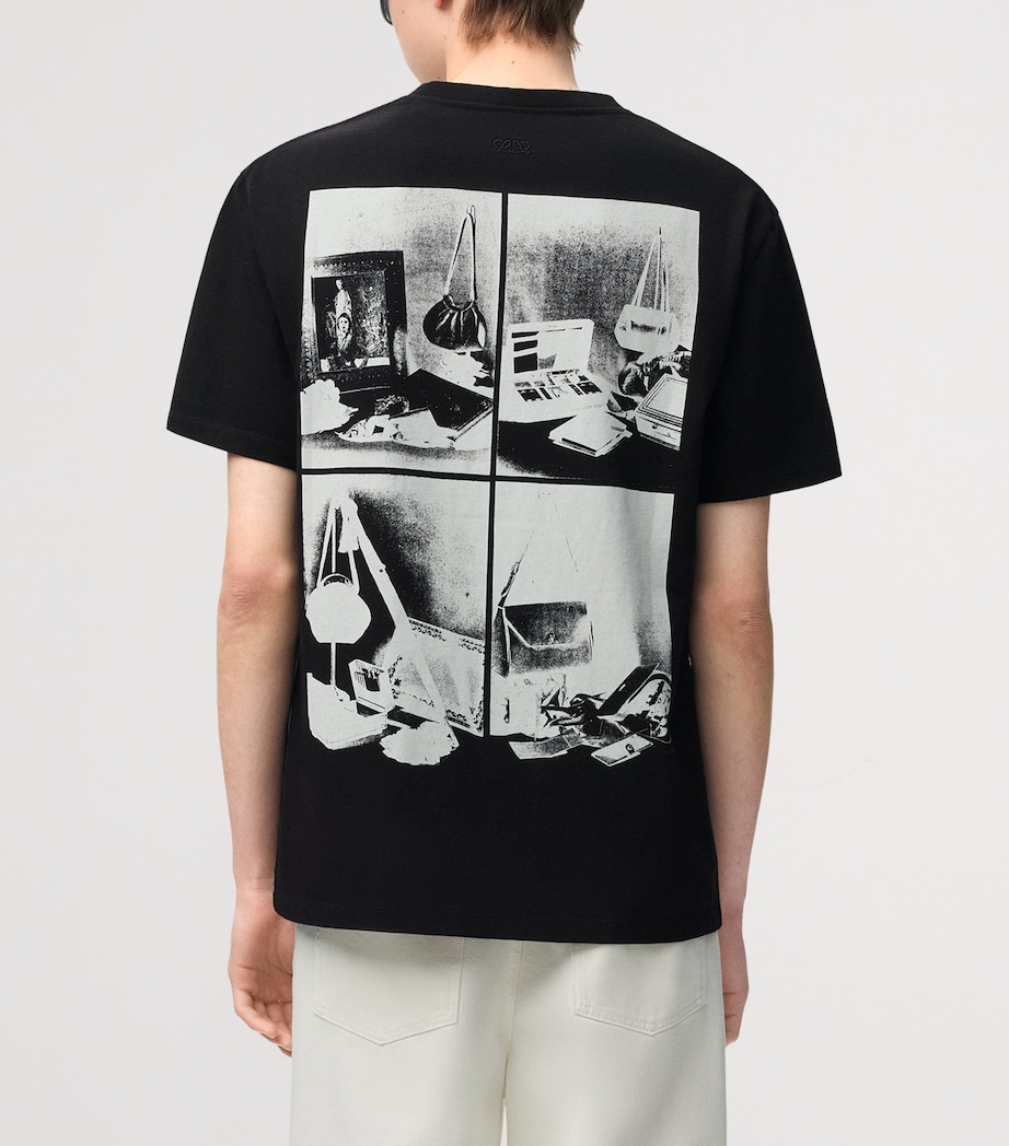 LOEWE Mens Cotton Relaxed Logo T-Shirt Black/white Image 4
