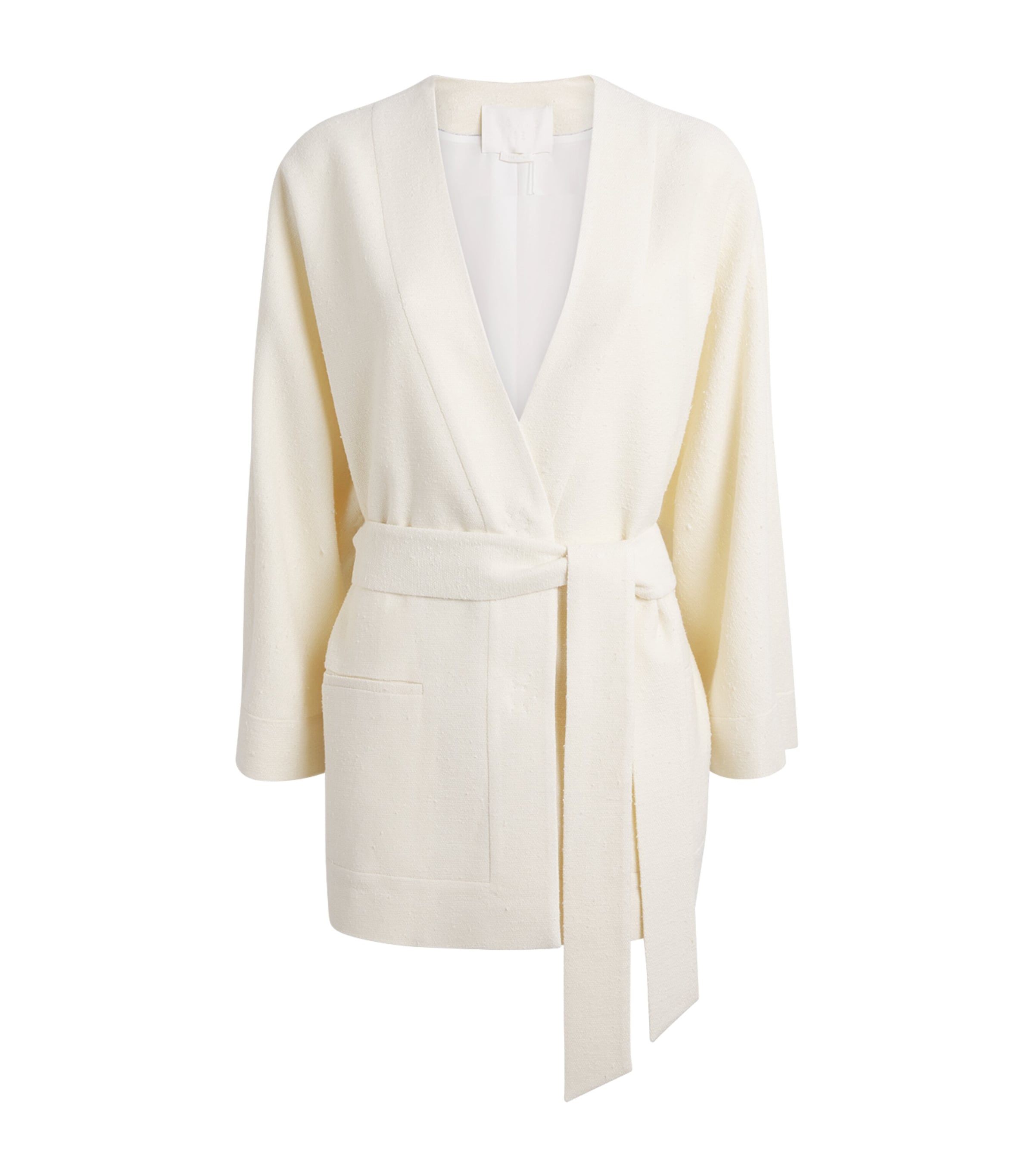 NOMADISSEM Womens Wool-Silk-Linen-Blend Tan Jacket Cream Image 1