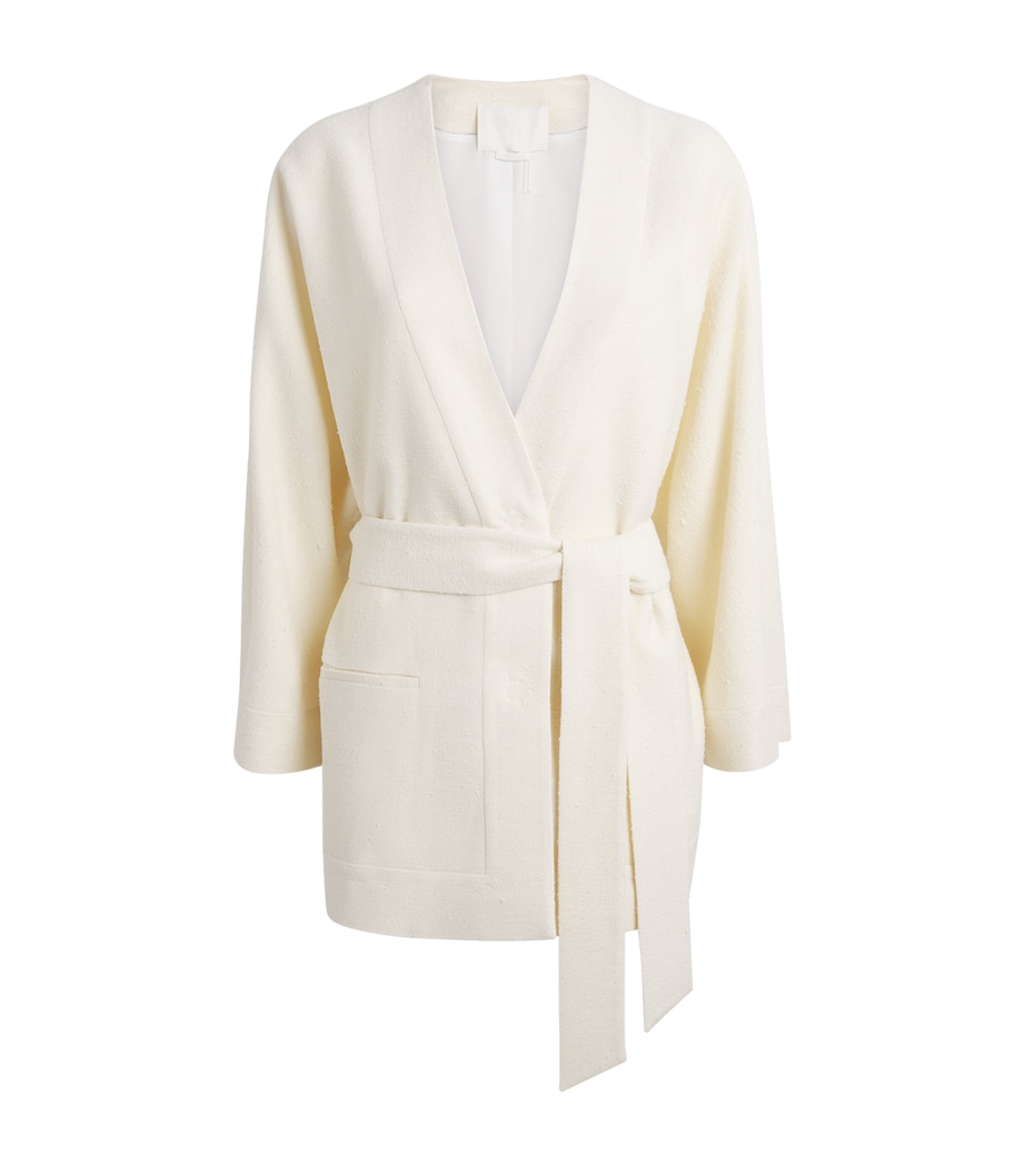 NOMADISSEM Womens Wool-Silk-Linen-Blend Tan Jacket Cream Image 1