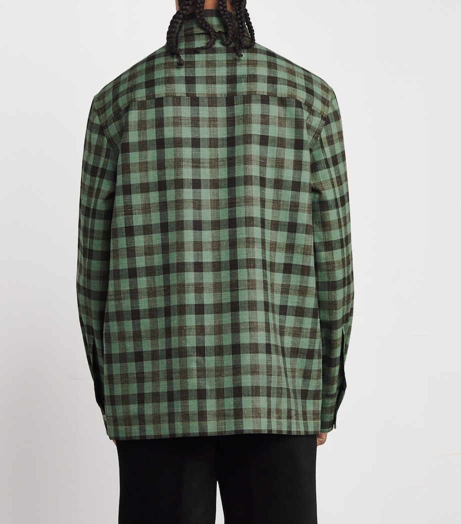 Wool-Silk-Linen Check Shirt PLANTAIN Image 4