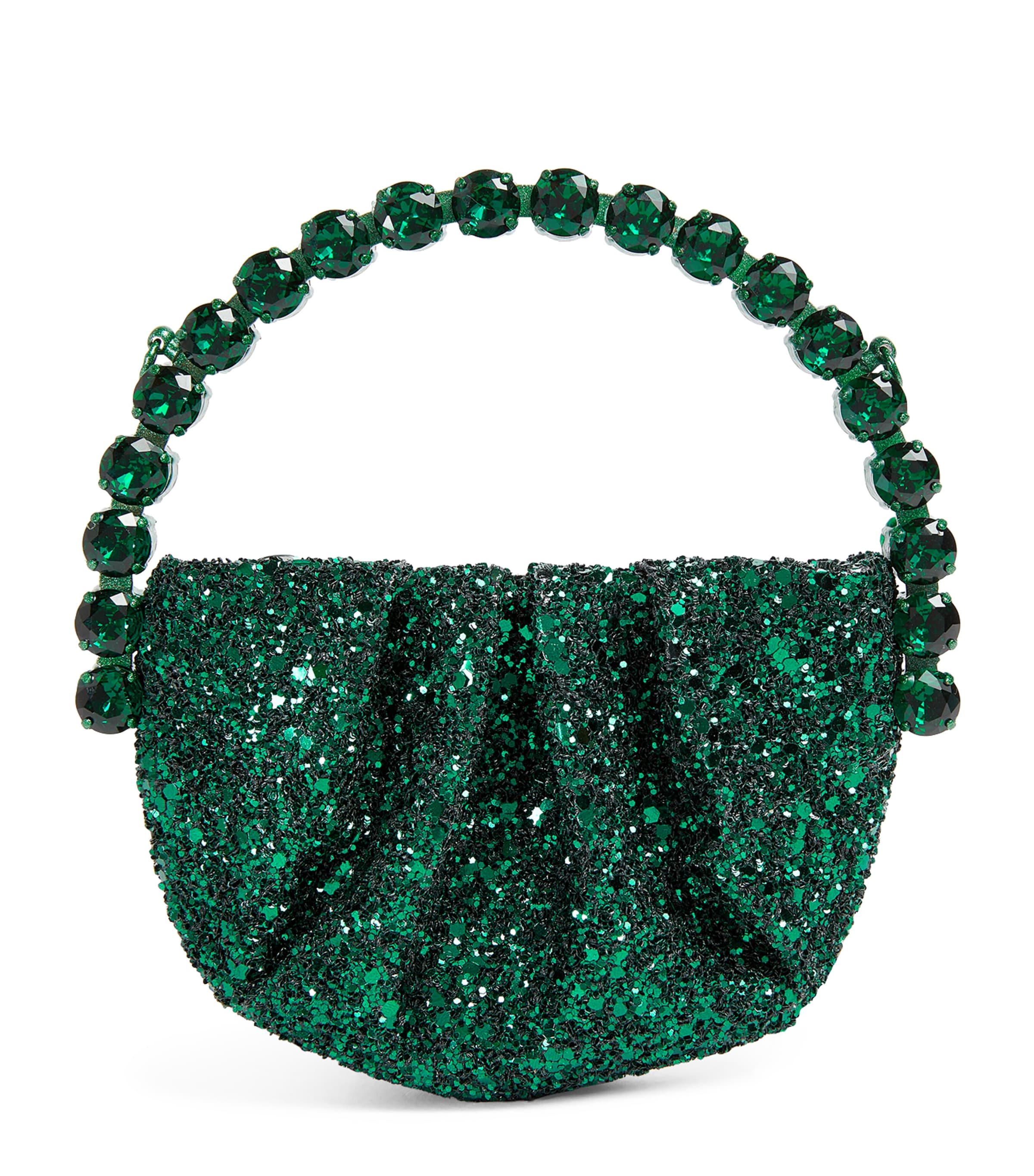 L'alingi Exclusive Micro Glitter Embellished Eternity Clutch Bag In Green