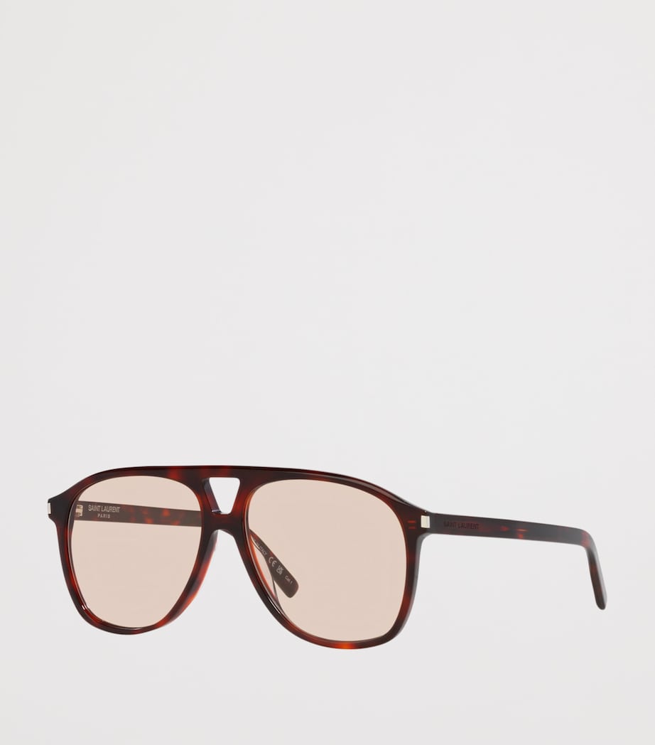 Saint Laurent Tortoiseshell SL 596 Dune Rectangular Sunglasses Brown Image 2