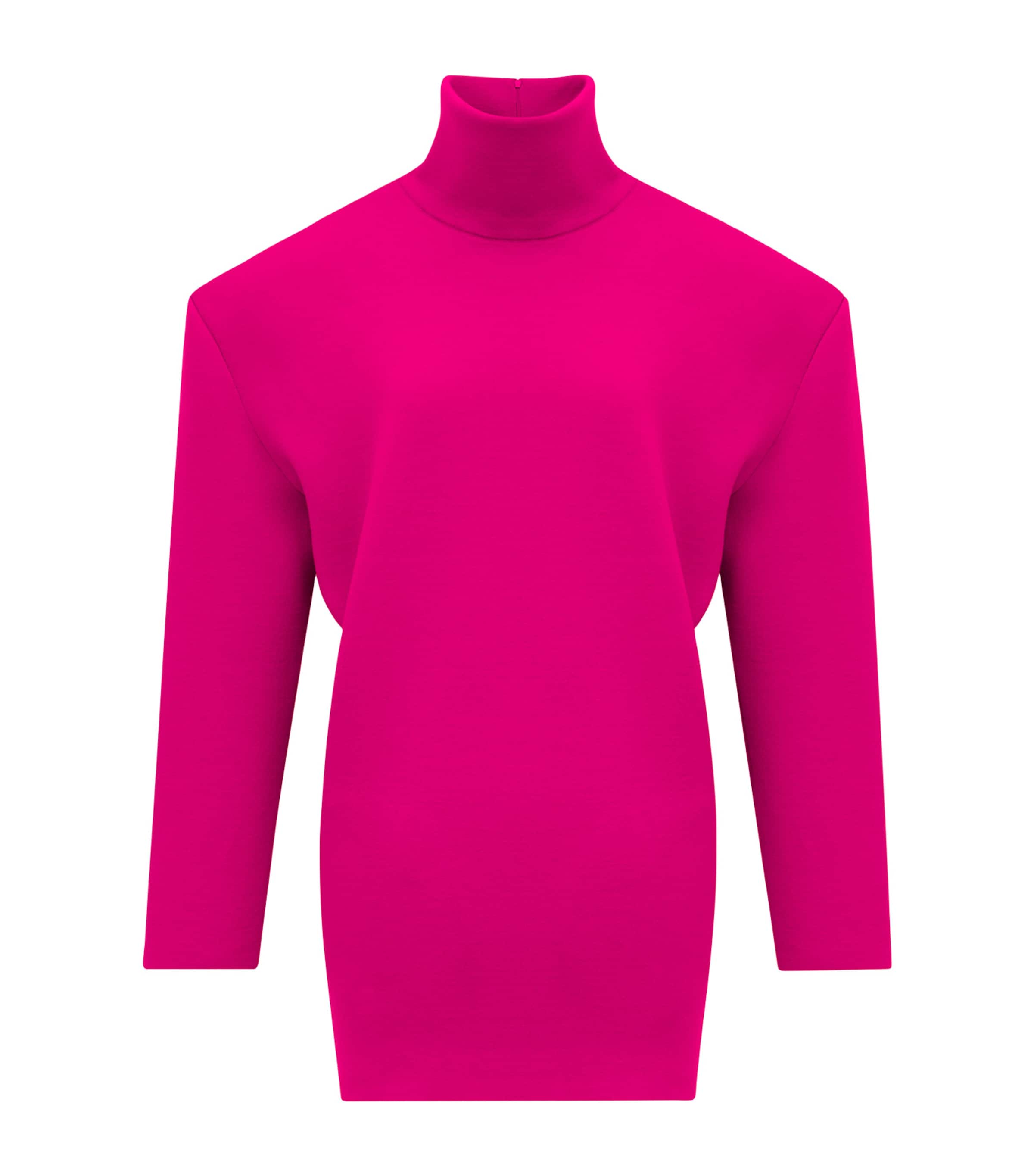 Saint Laurent Wool-blend High-neck Mini Dress In Pink