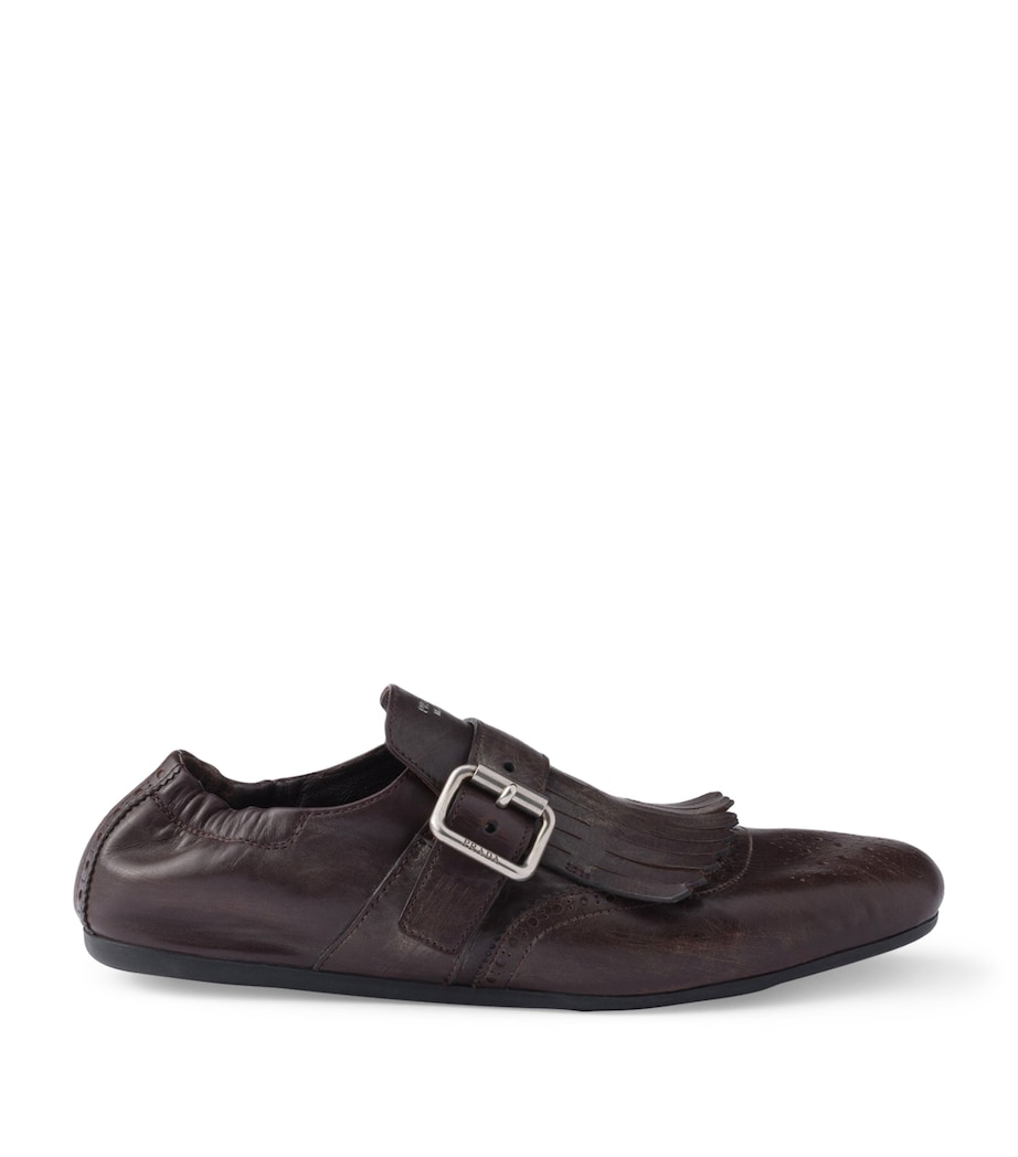 Leather Fringed Shuffle Loafers F0003 Image 1