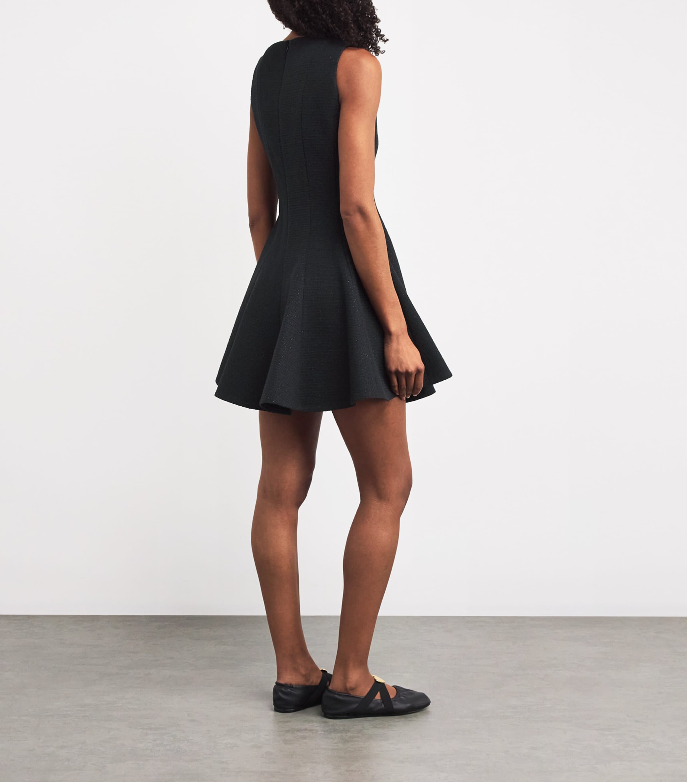 Cotton-Blend Tweed Mini Dress BLACK Image 3