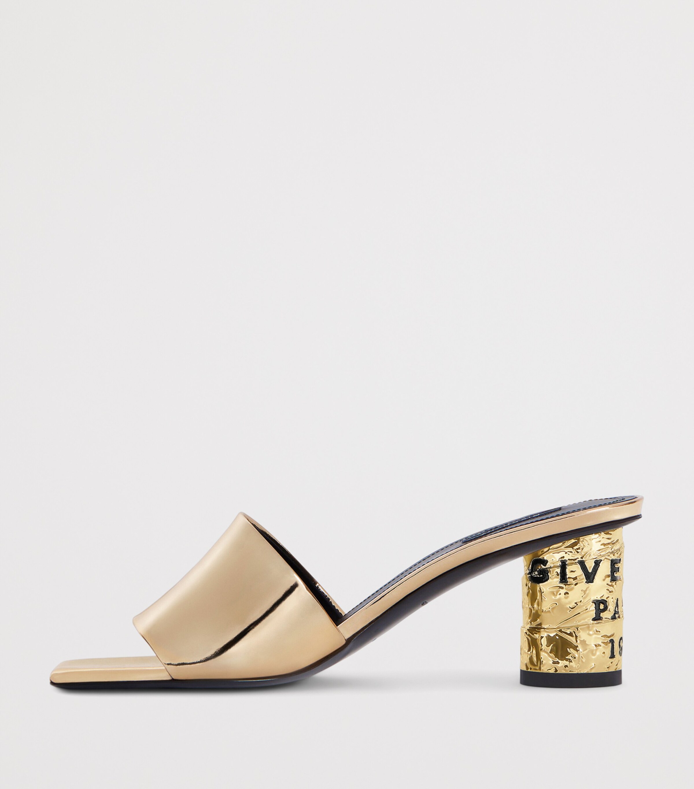 Leather Tape Heeled Mules 65 GOLDEN Image 3