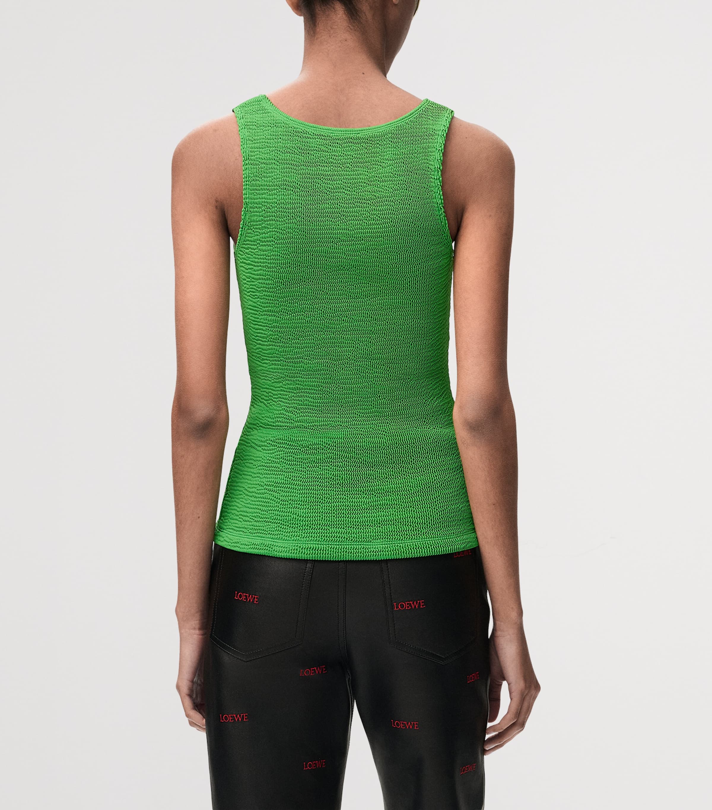LOEWE Womens Crinkle Tank Top Green Image 4