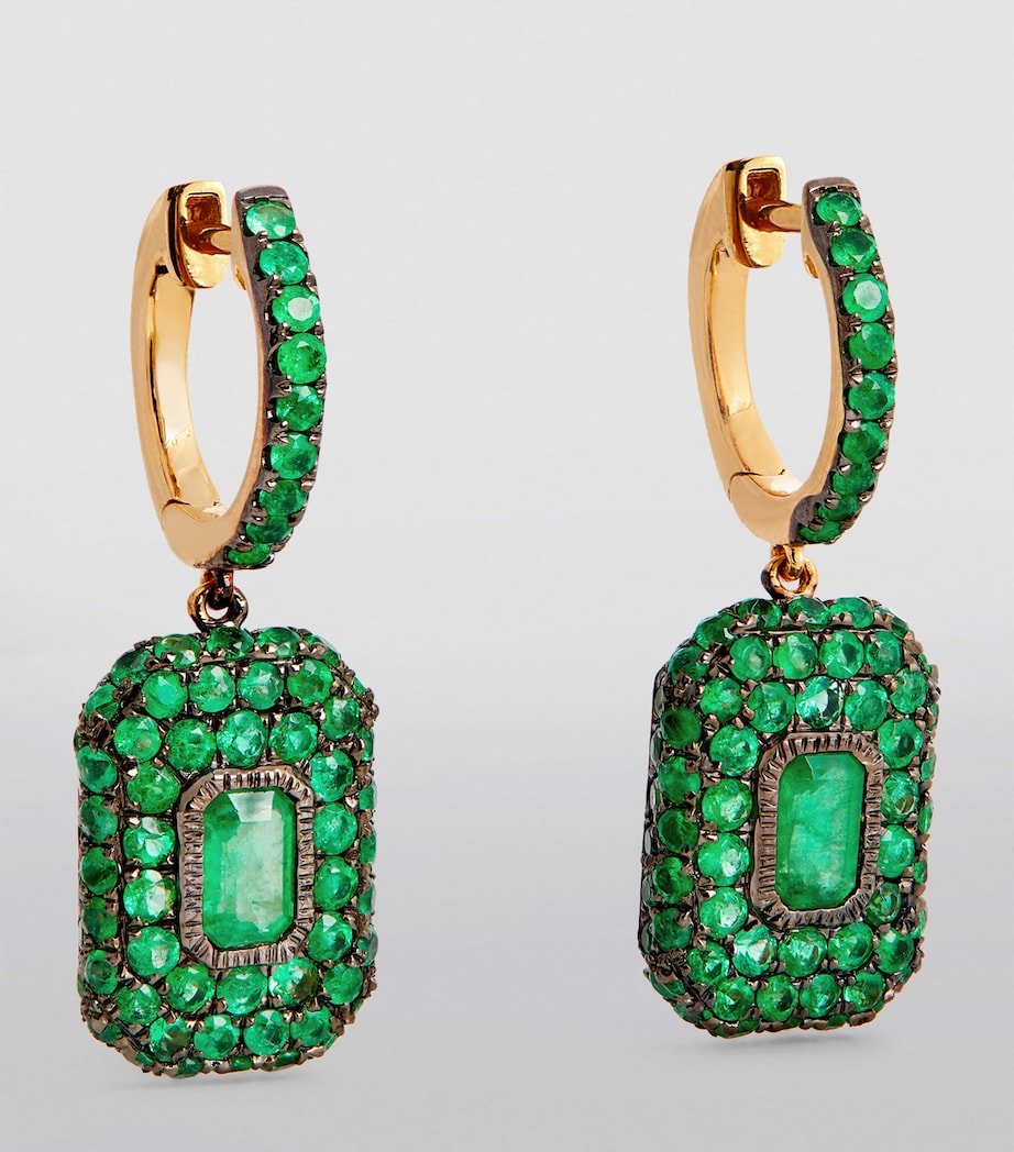Yellow Gold and Emerald New Modern Drop Earrings YELLOW GOLD Image 2