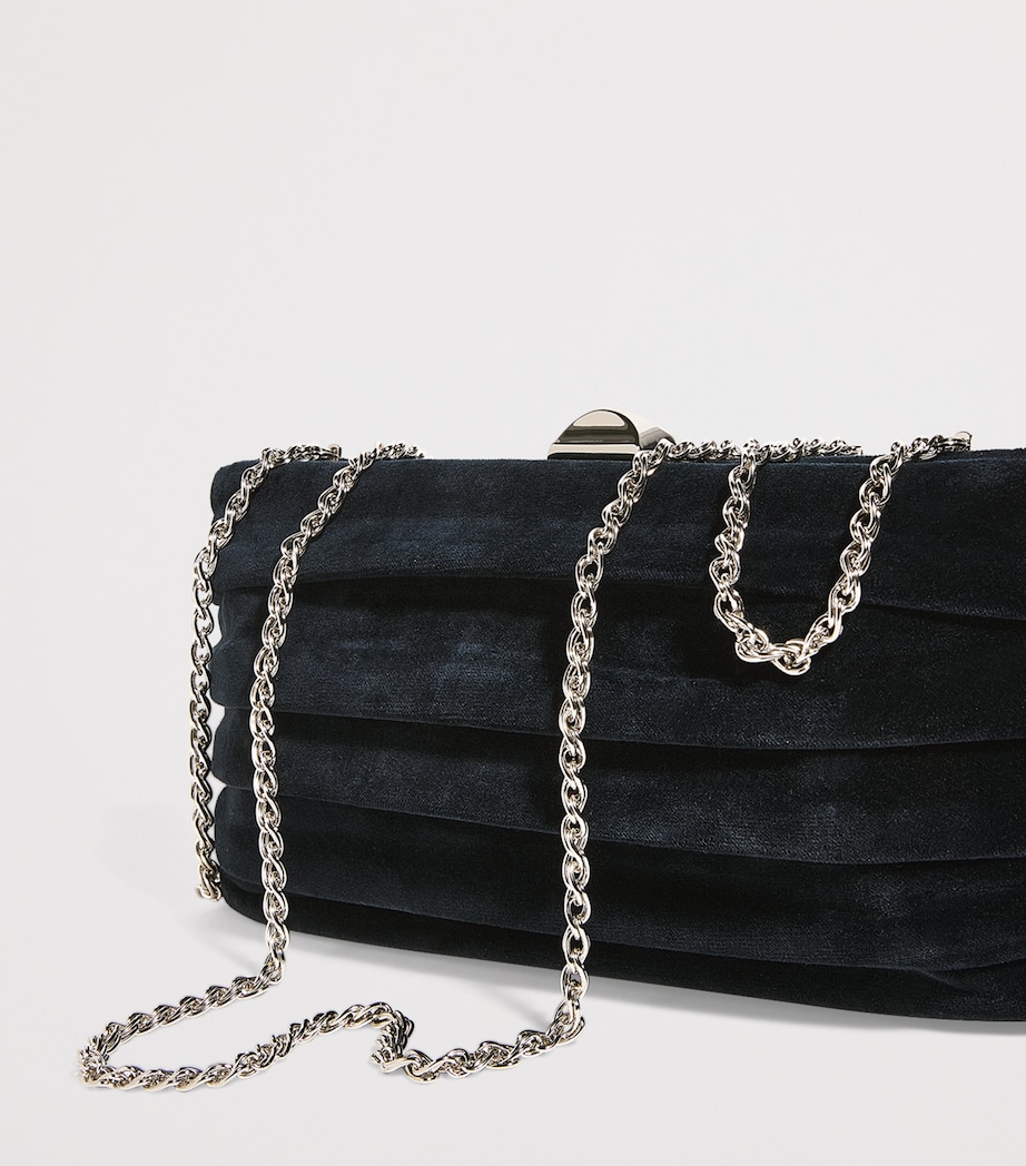 Velvet Plissé Clutch Bag 0301 NAVY Image 6