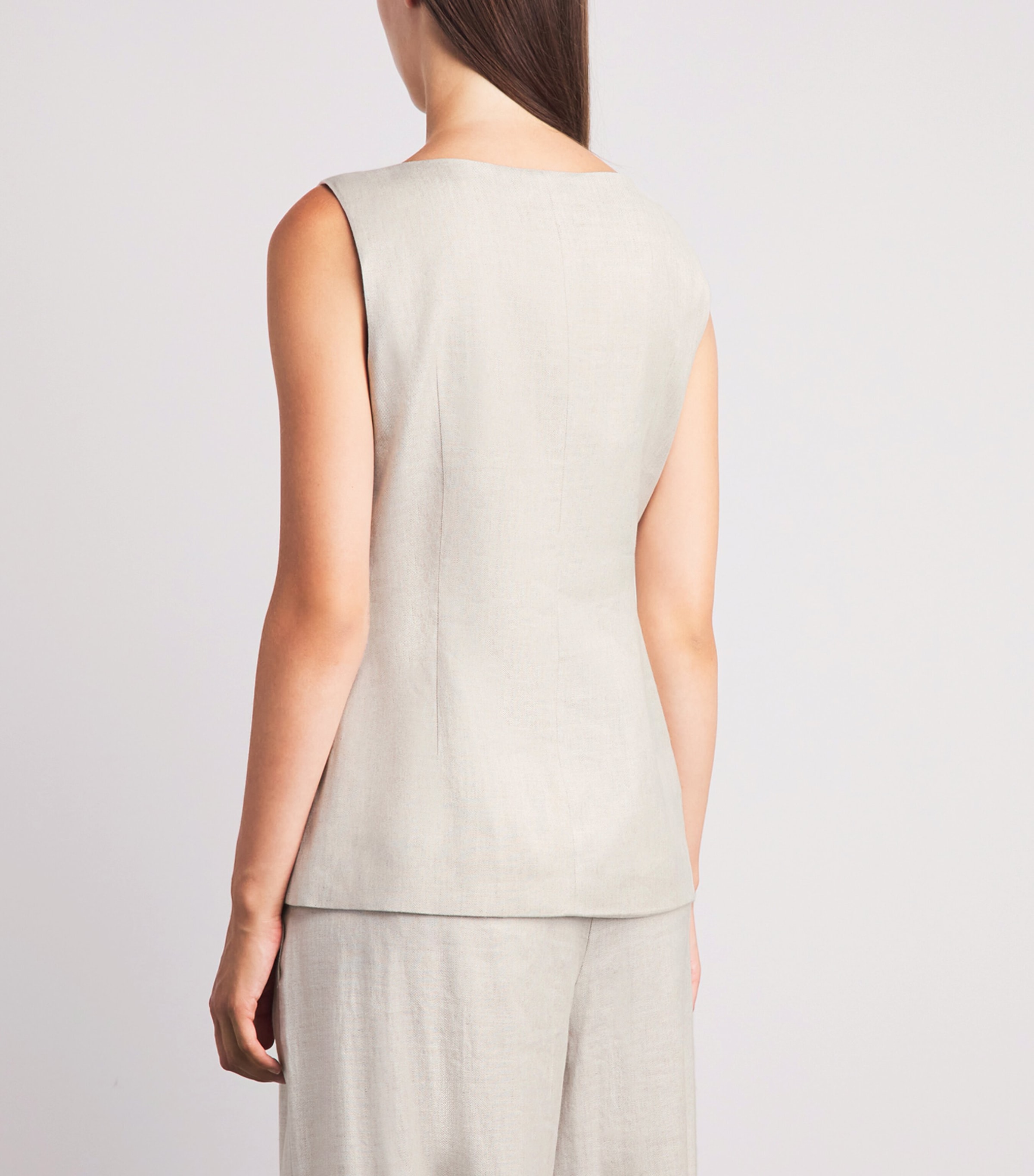 Toccin Womens Linen-Blend Amra Waistcoat Desert Image 5