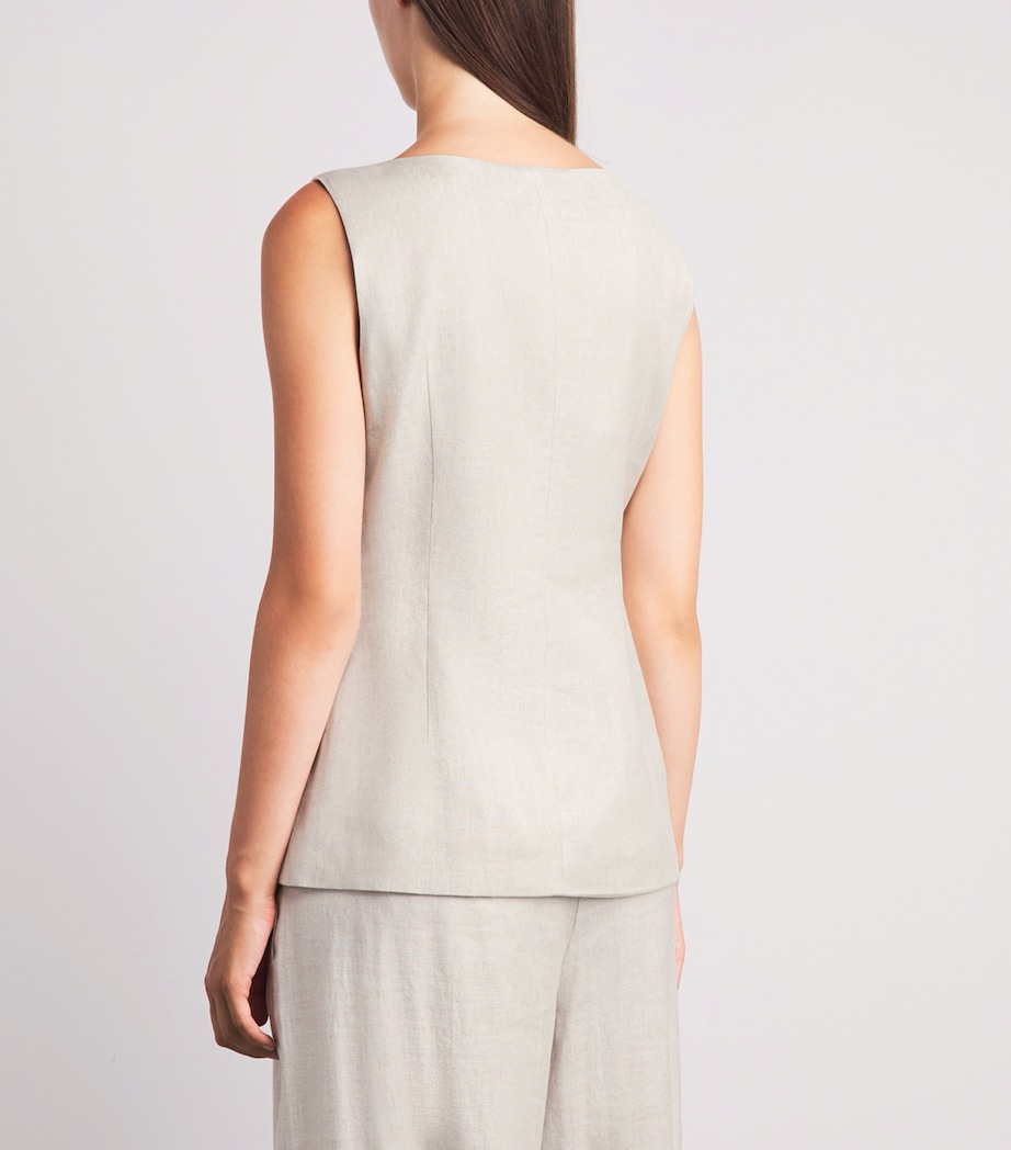Toccin Womens Linen-Blend Amra Waistcoat Desert Image 5