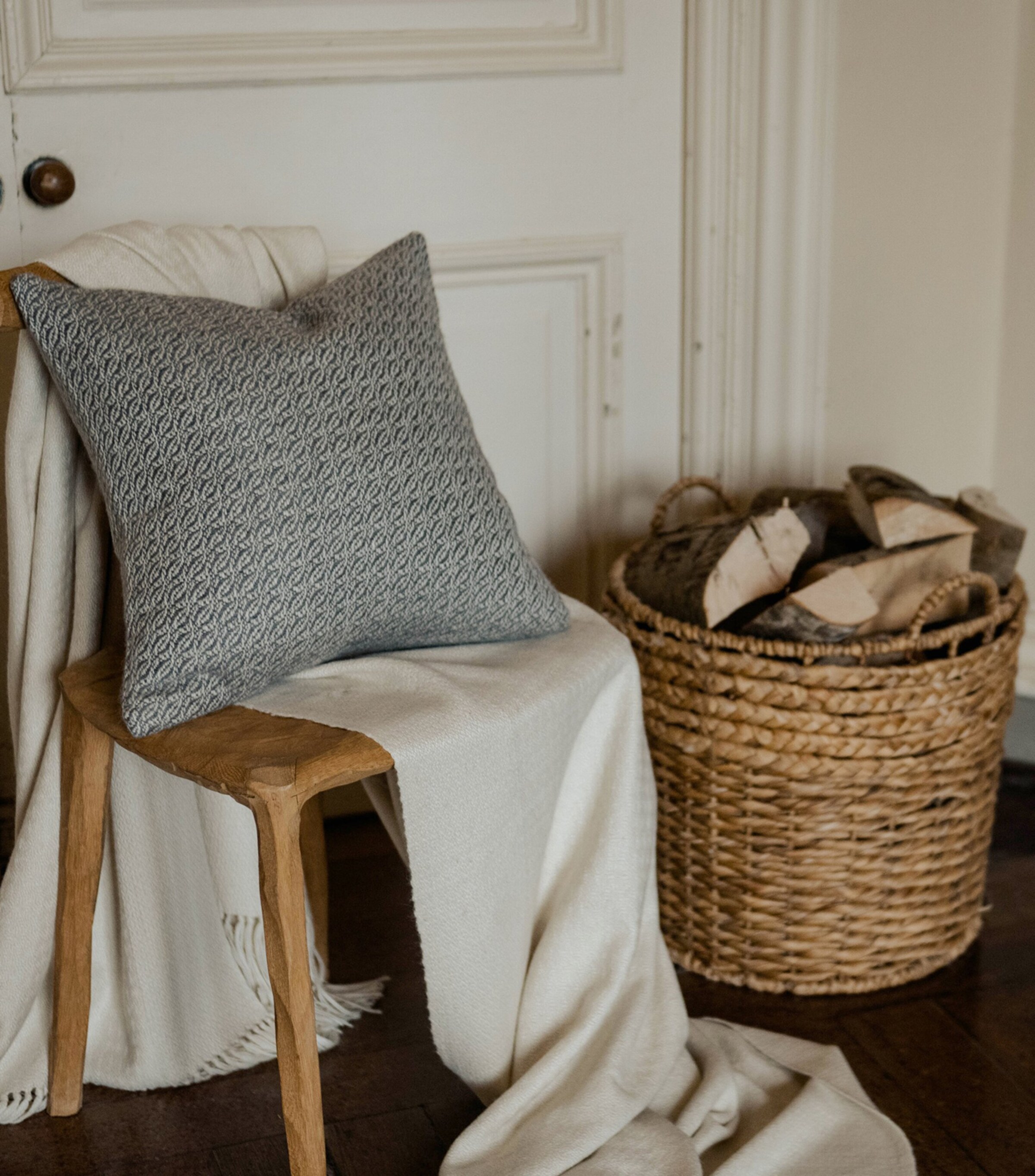 Araminta Campbell Alpaca-Blend Fern Cushion (45cm x 45cm) Grey Image 2