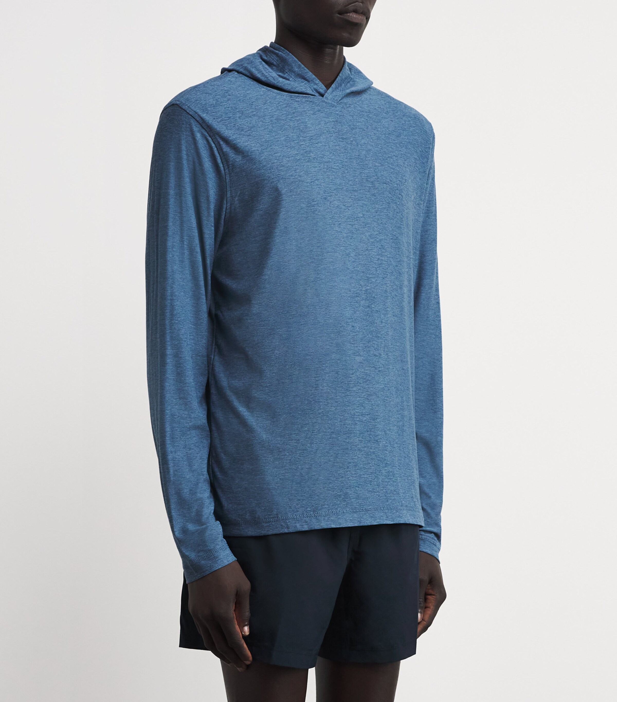 VUORI Mens Strato Tech Hoodie Hpb Pool Blu Heather Image 3