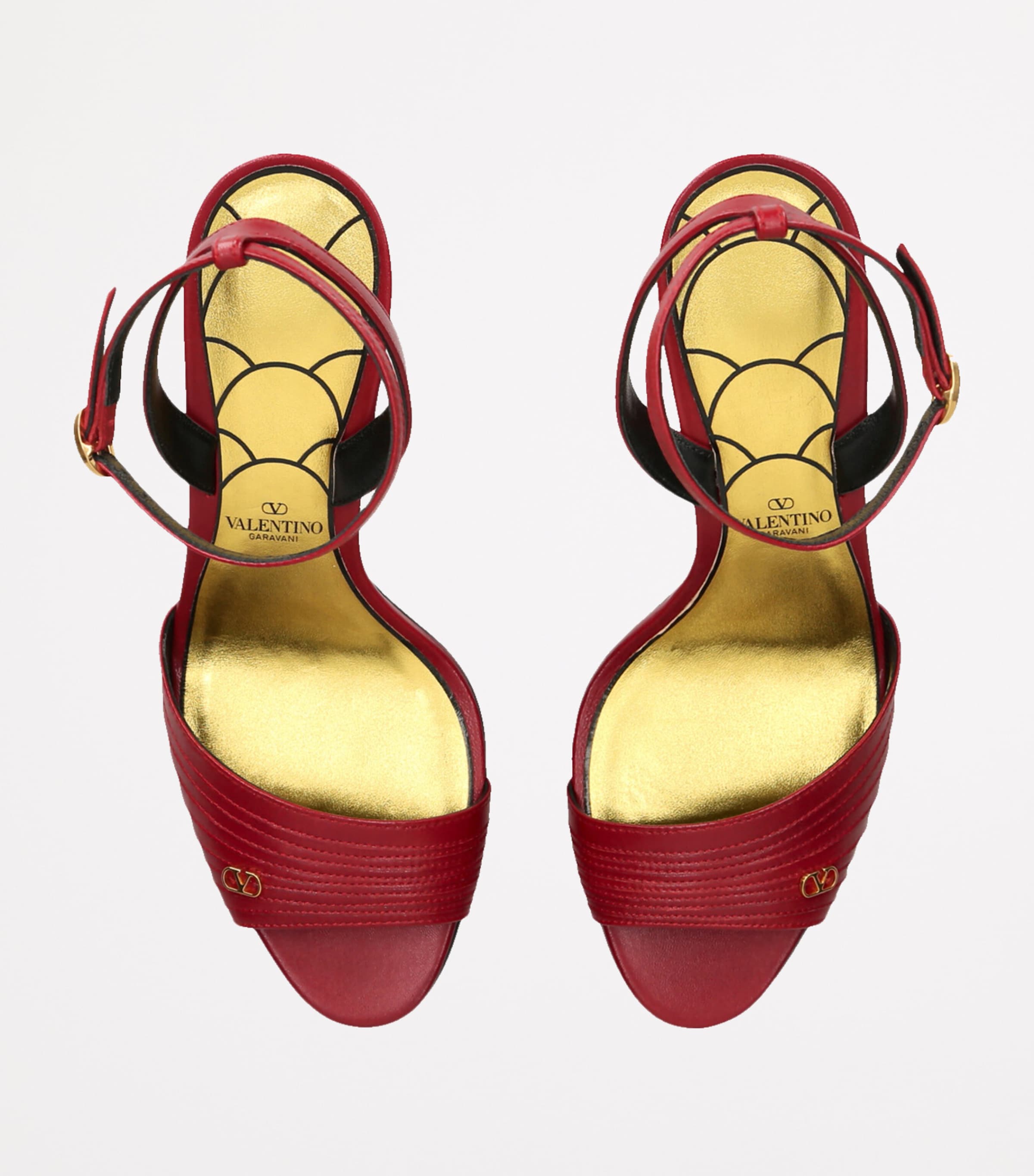 Valentino Garavani Red Leather Ladycrush Heeled Sandals 85