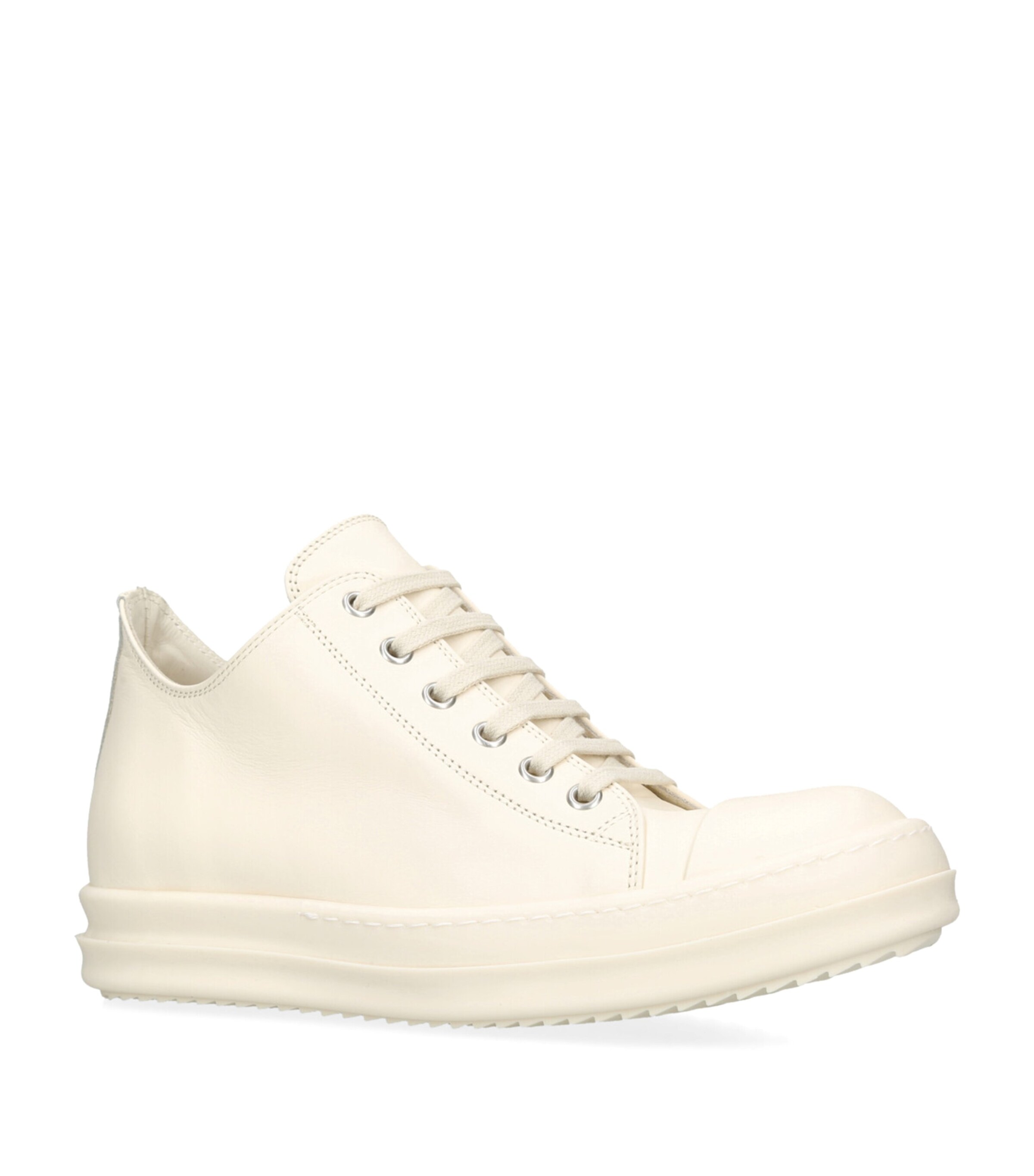 Rick Owens Leather Low-Top Sneakers White Image 3