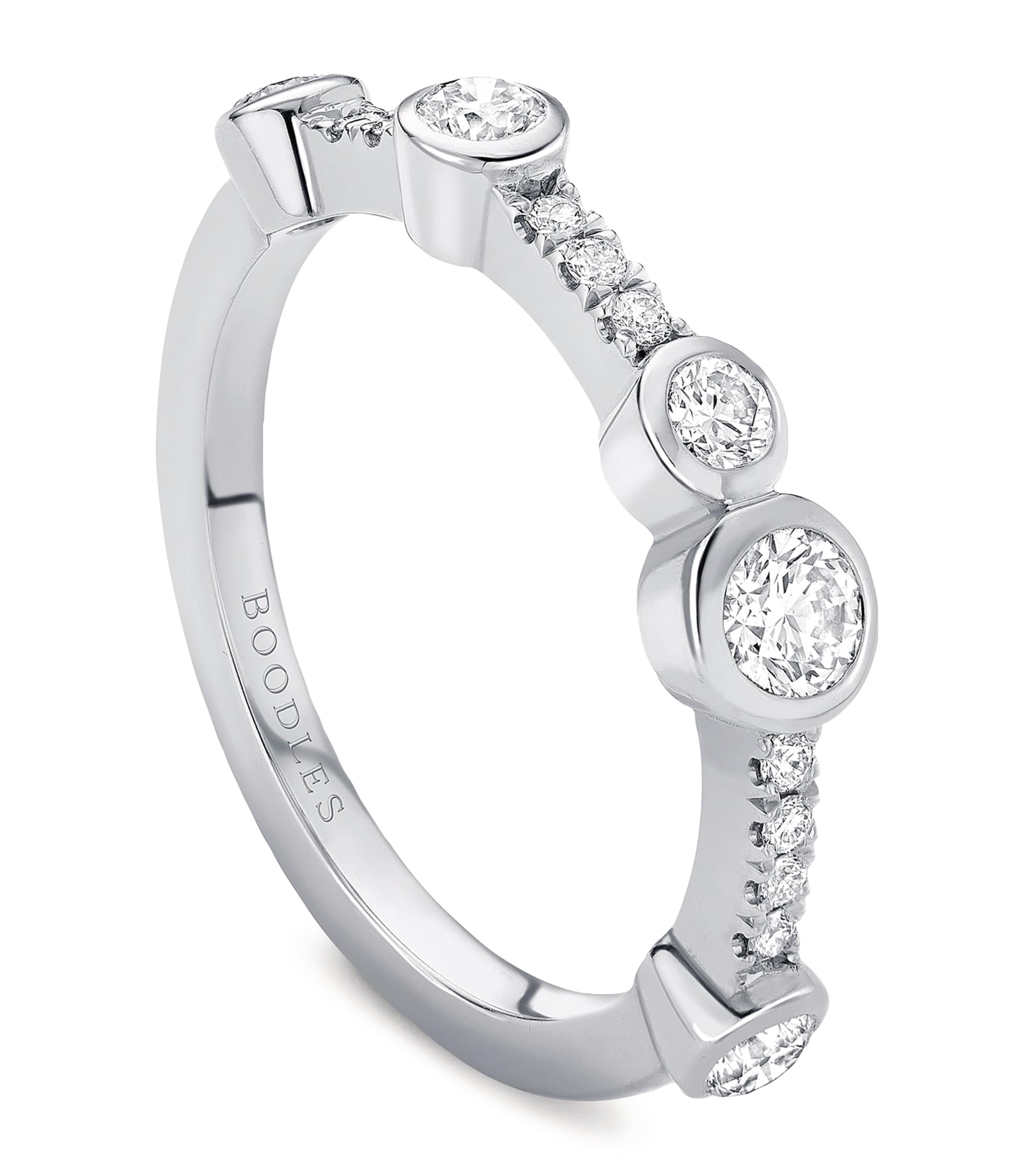Boodles Platinum And Diamond Waterfall Half-hoop Ring In Silver