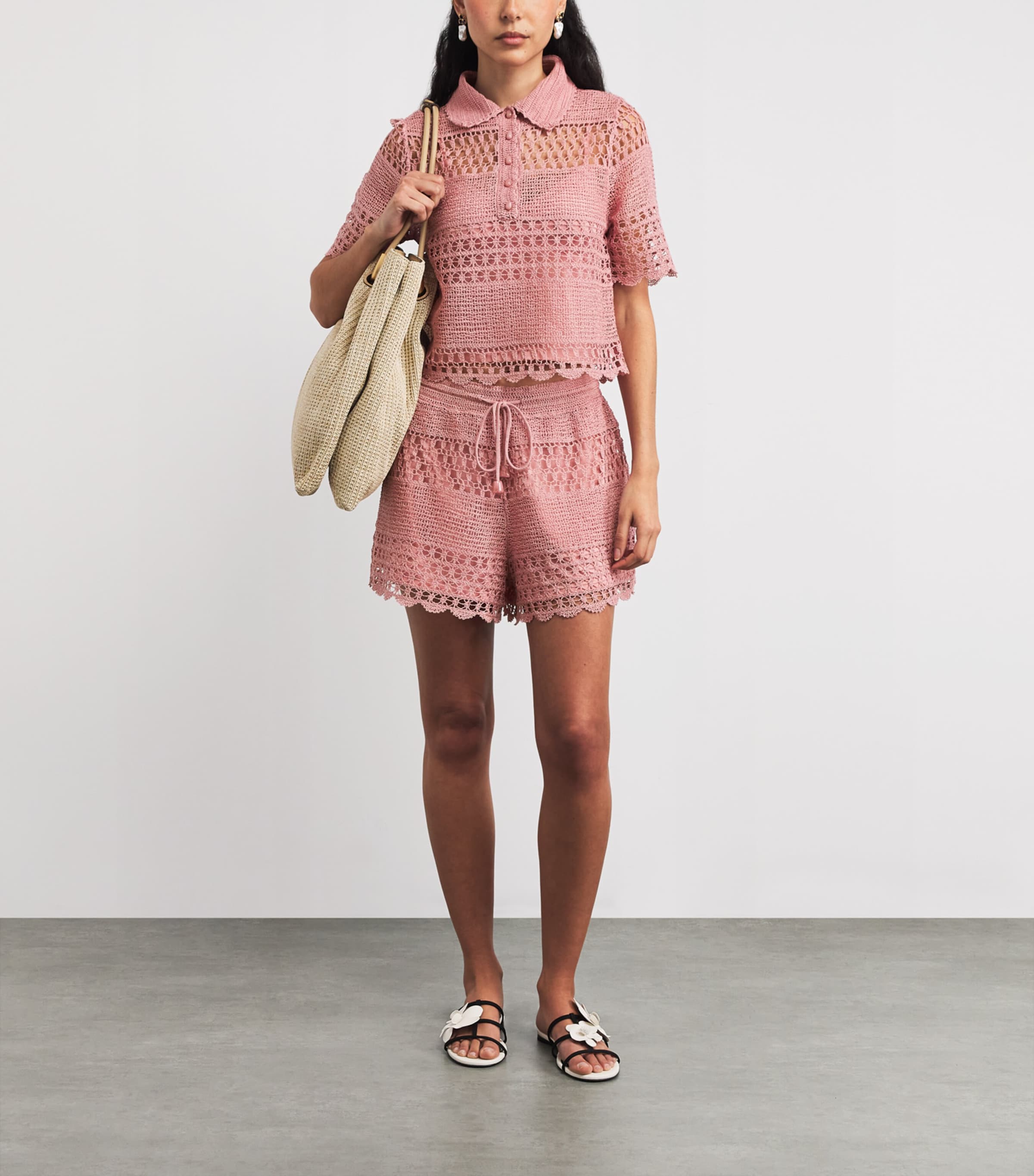 Cotton Crochet Wanderlust Shorts DUSTY PINKDPI Image 2