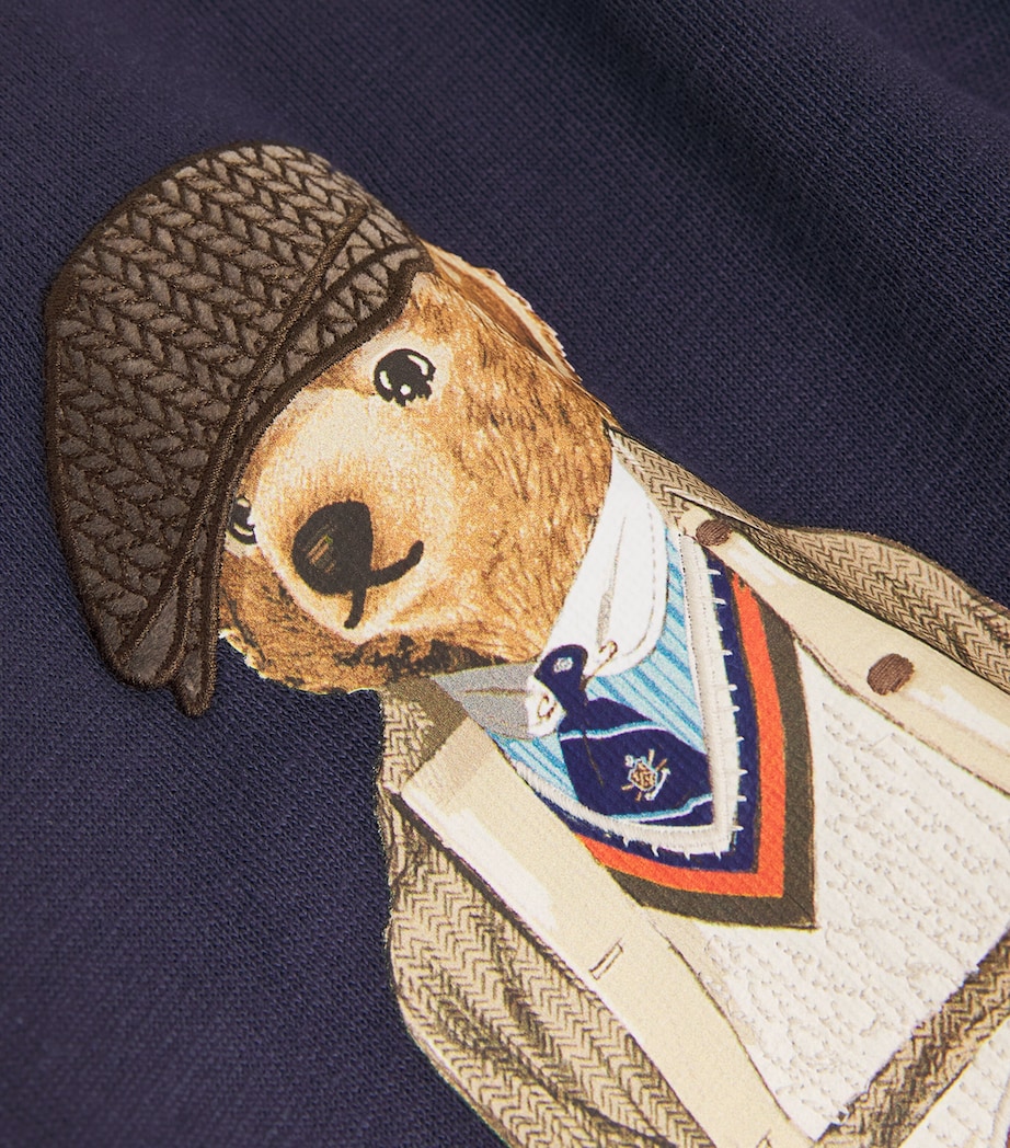 Cotton-Blend Polo Bear Hoodie BLUE Image 5
