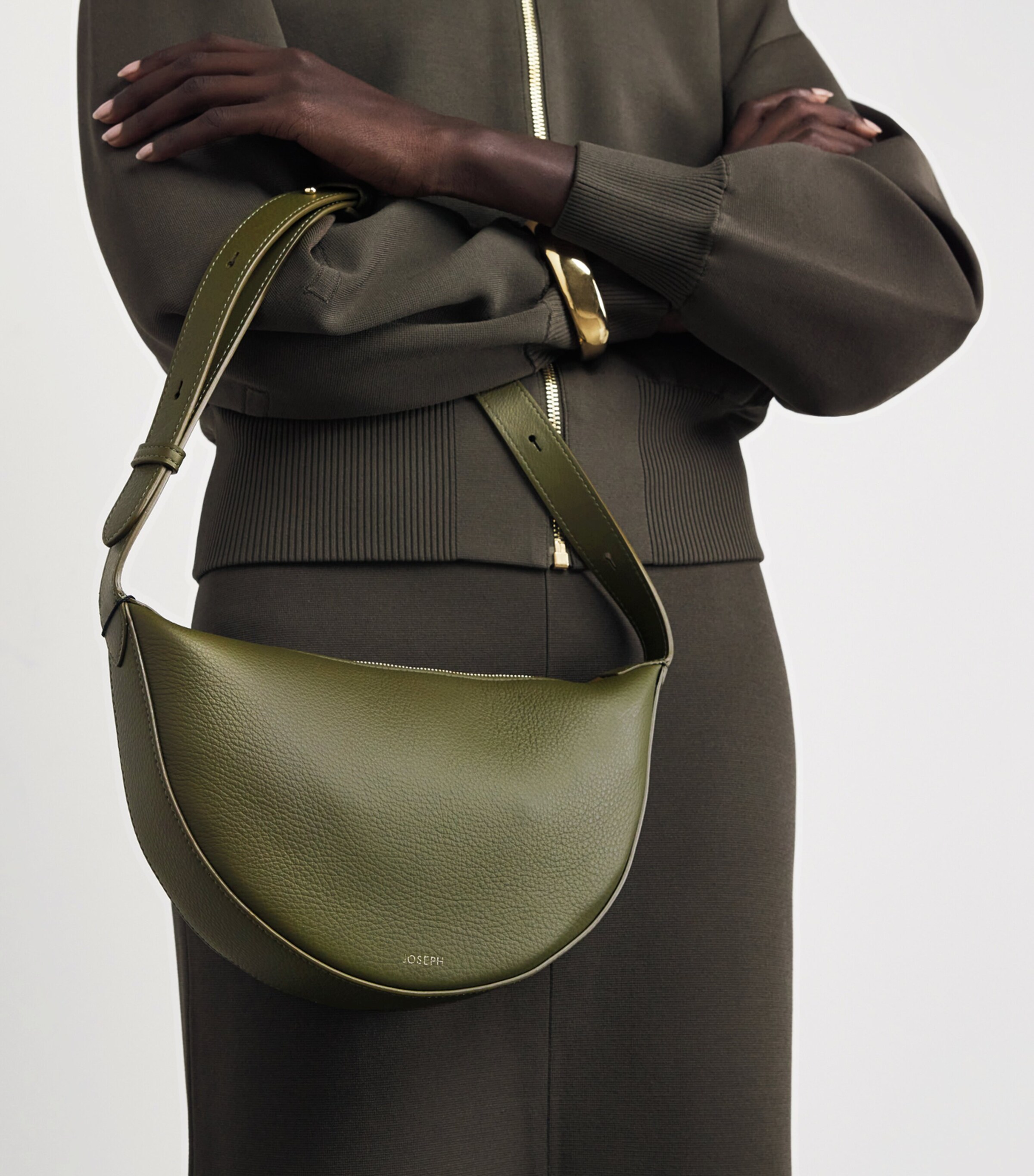 Joseph Leather Bean Shoulder Bag Palm Leaf Image 2