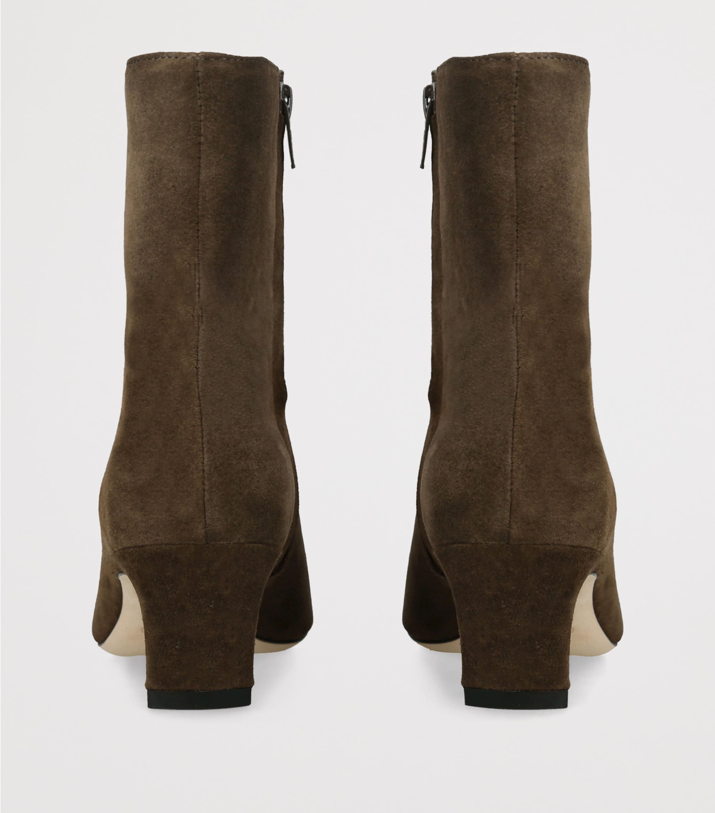 STAUD Suede Wally Heeled Ankle Boots 55 Brown/oth Image 4