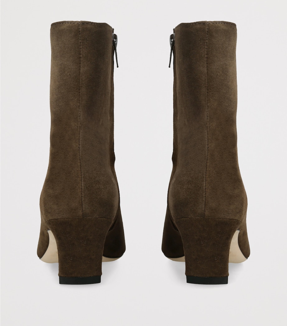 STAUD Suede Wally Heeled Ankle Boots 55 Brown/oth Image 4