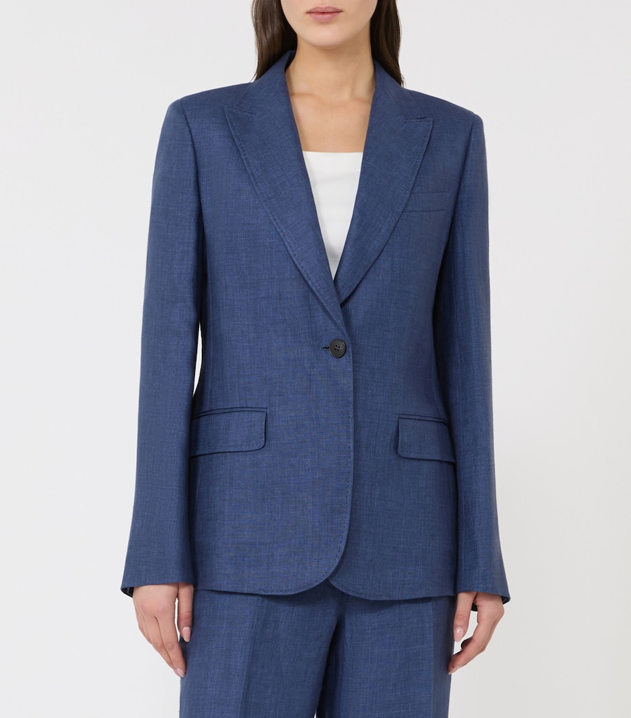 Weekend Max Mara Womens Linen Single-Breasted Blazer Navy Image 2