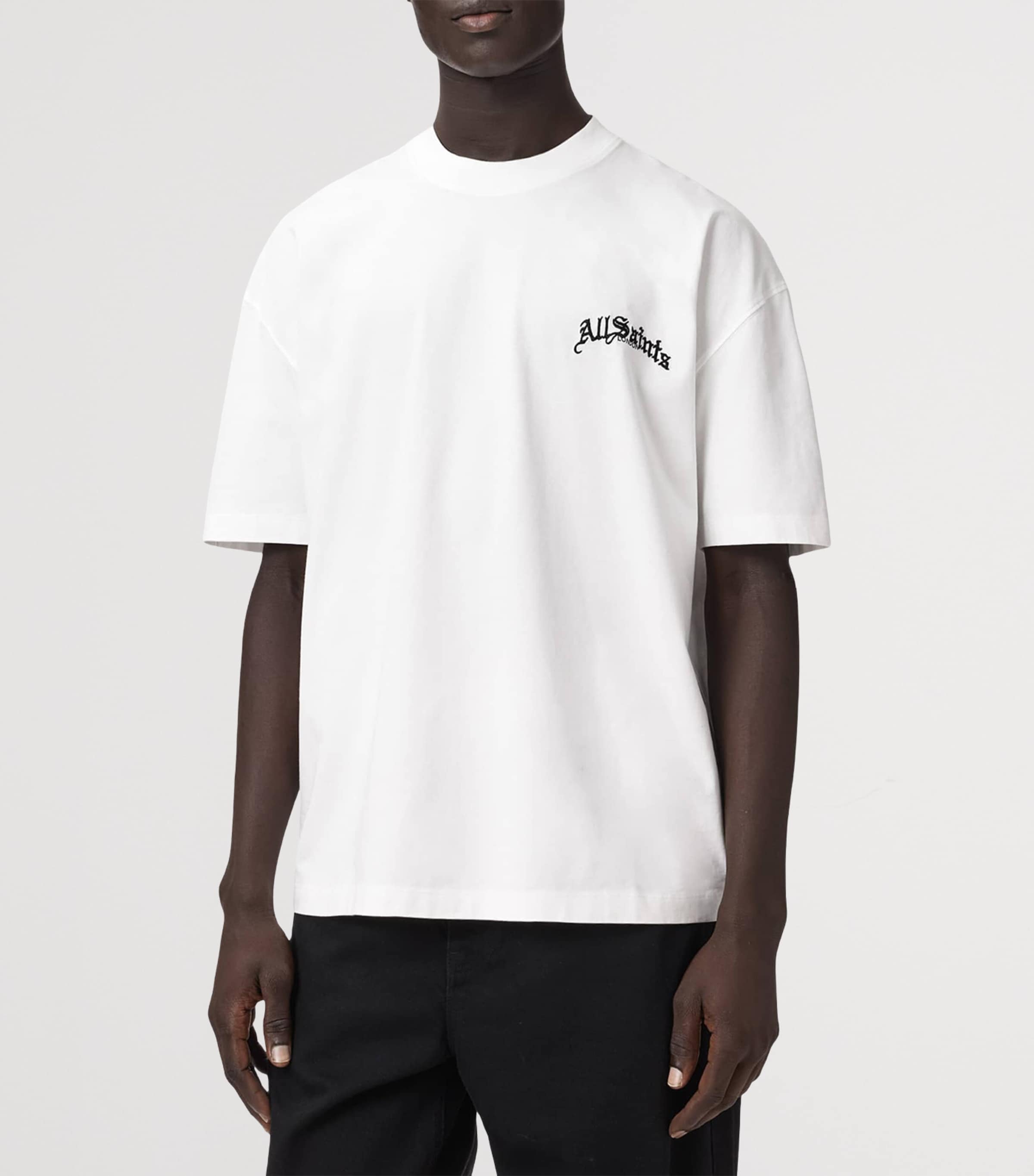 AllSaints Mens Organic Cotton Descent T-Shirt Ashen White Image 3