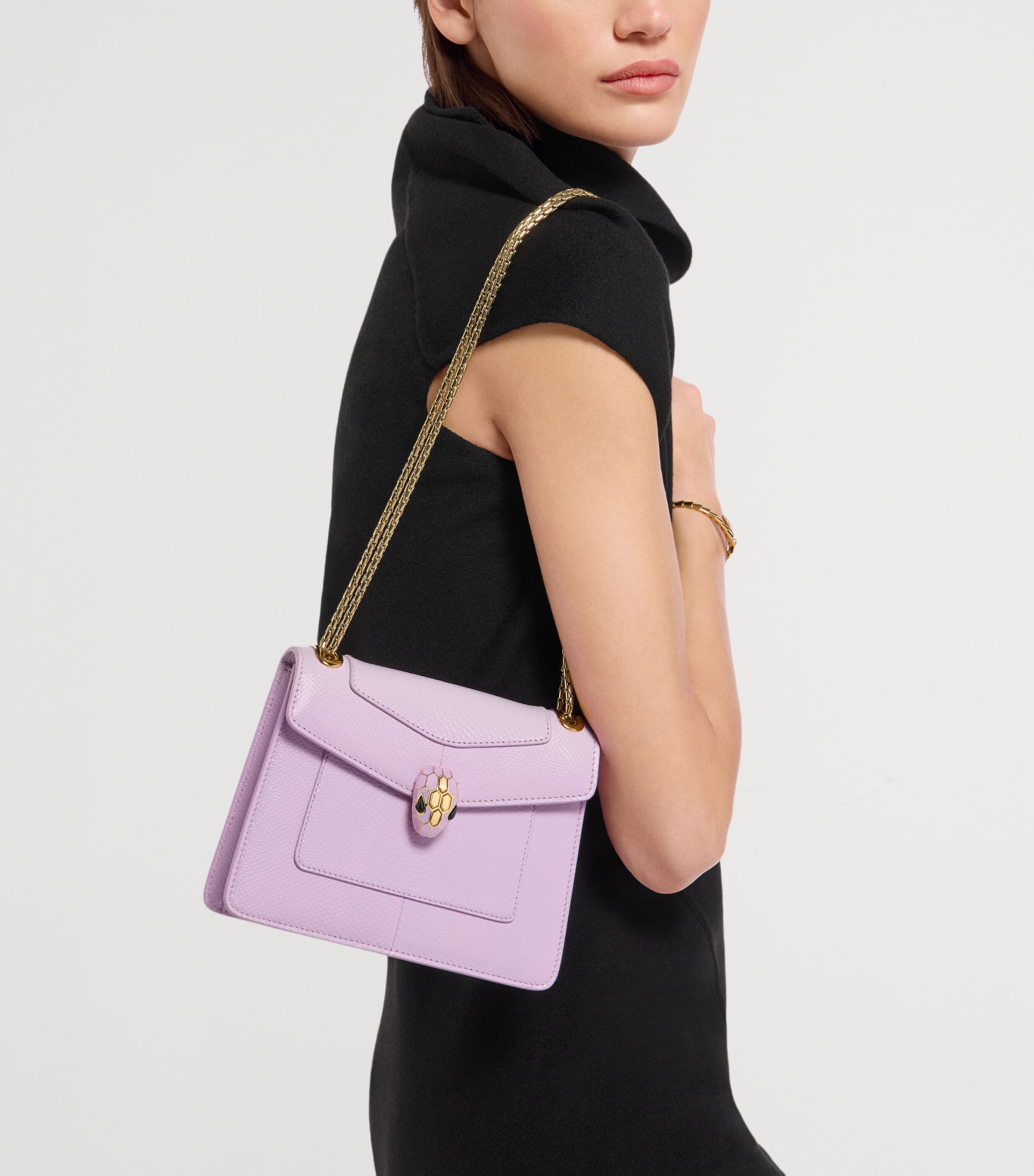 Bvlgari Small Leather Serpenti Forever Day-to-Night Shoulder Bag Fuchsia Image 2