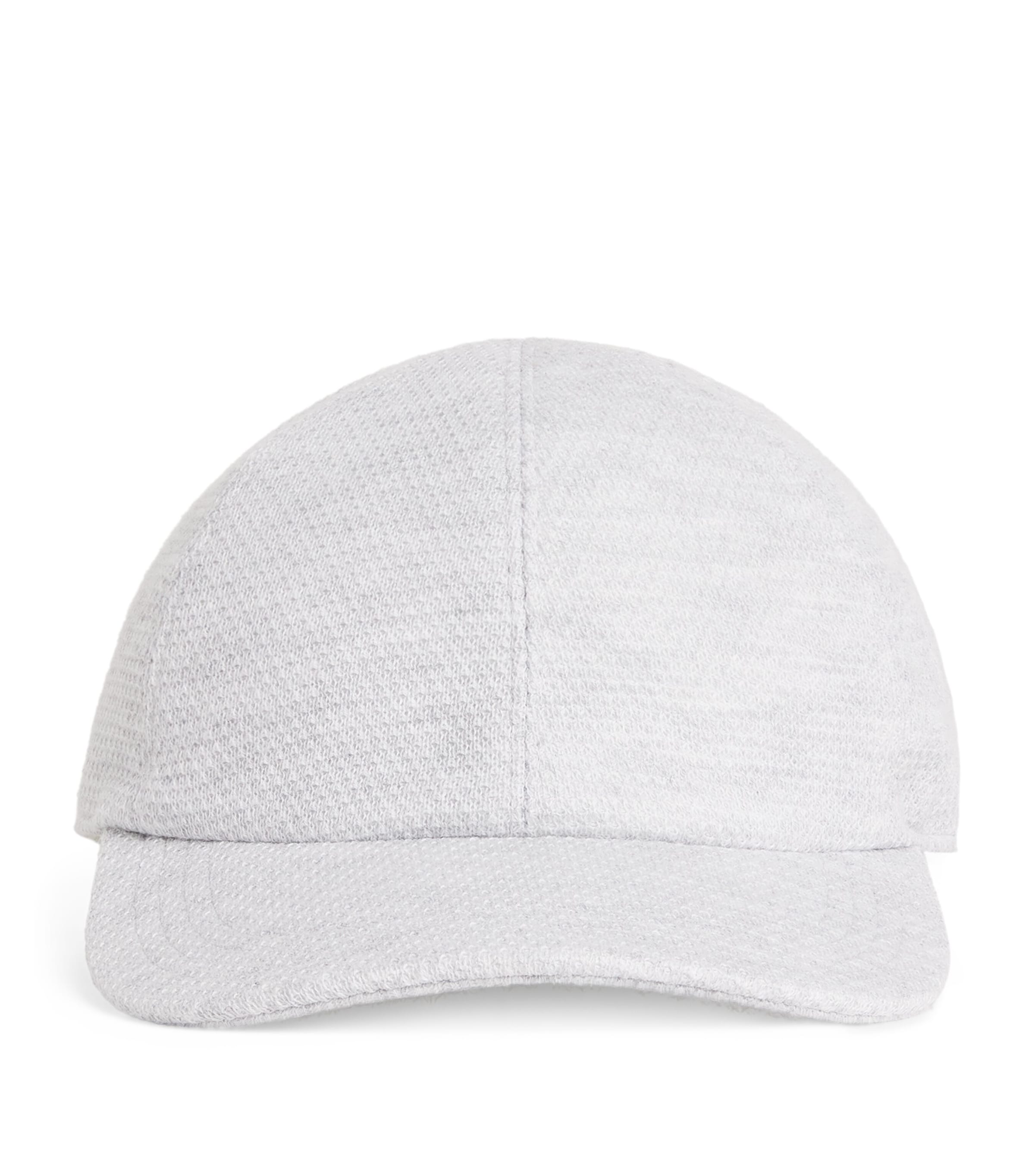 Eleventy Honeycomb-Stitch Cotton Baseball Cap Grigio Chiaro Melang Image 1