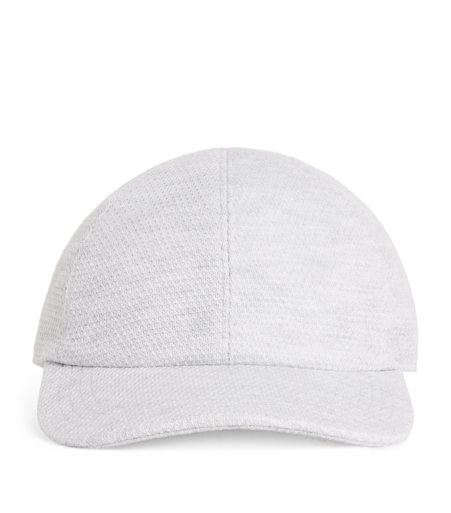 Eleventy Honeycomb-Stitch Cotton Baseball Cap Grigio Chiaro Melang Image 1