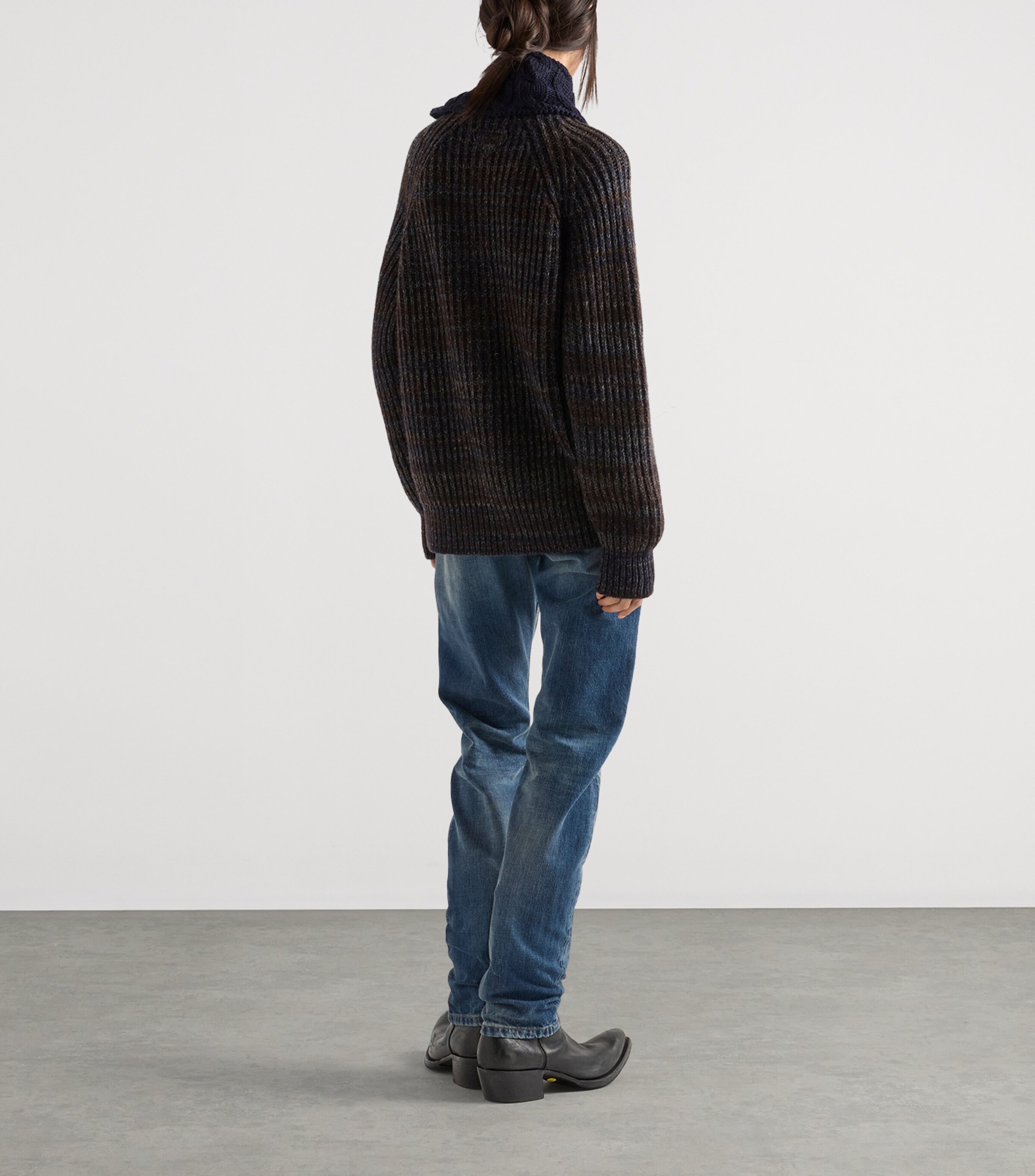 Wool-Cashmere Mouliné Cardigan F0NGU Image 5